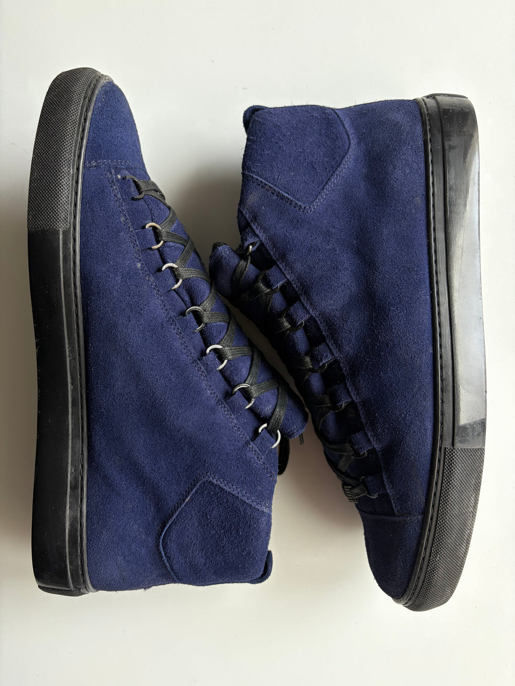 Balenciaga arene blue suede high tops - eu 44 - dark blue