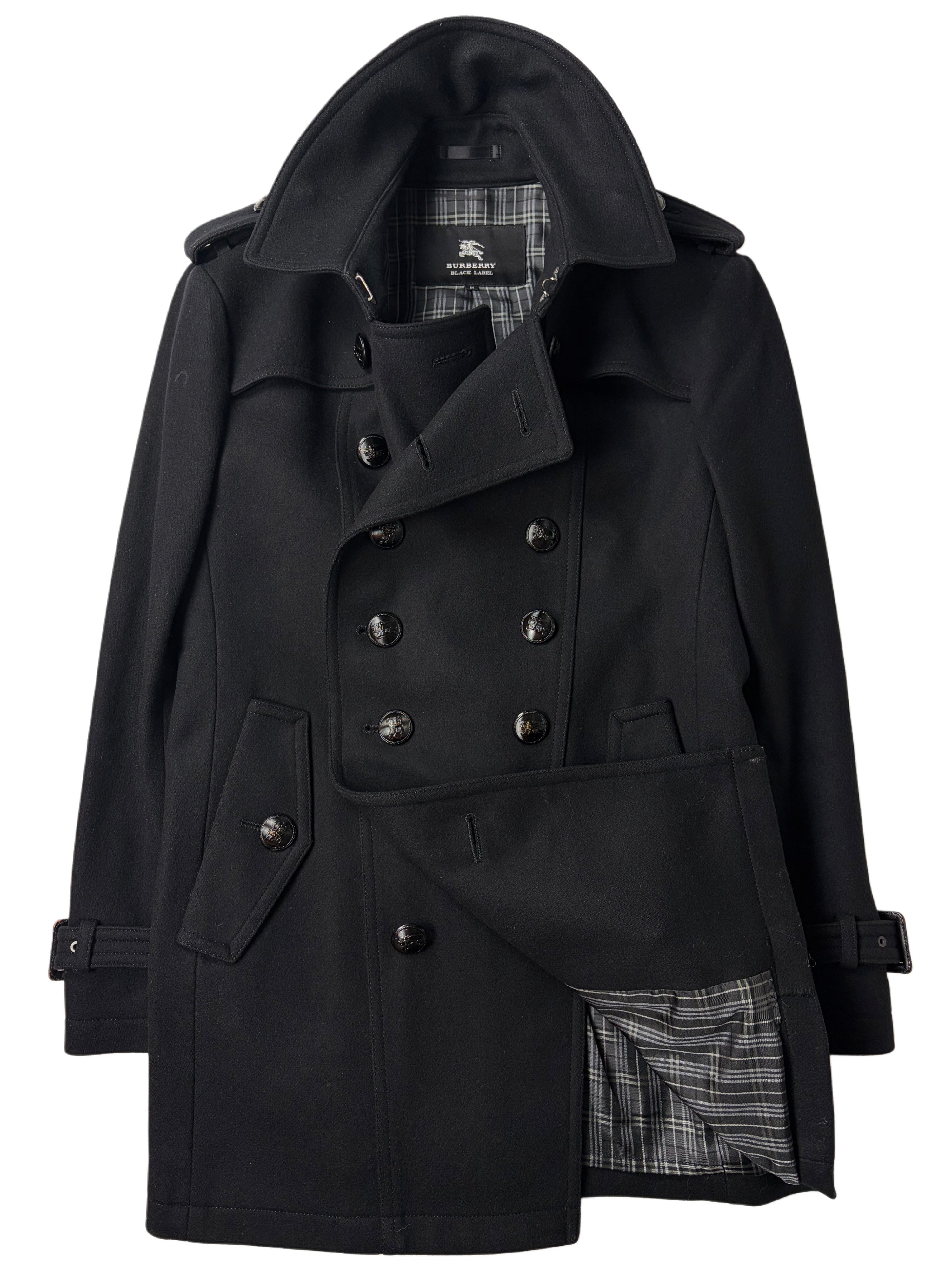 00's Burberry Black Label Napoleon coat jacket - S/M - black