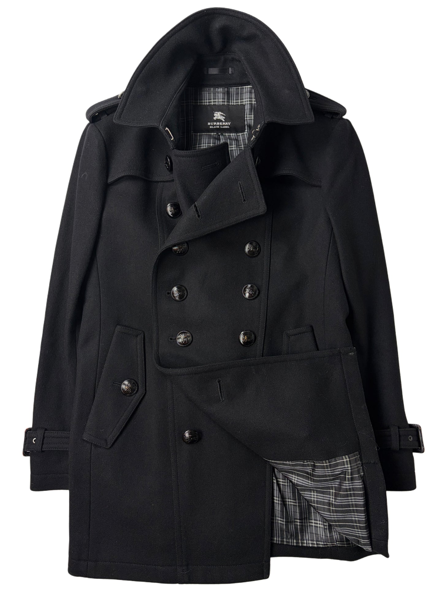 00’s Burberry Black Label Napoleon coat jacket - S/M - black