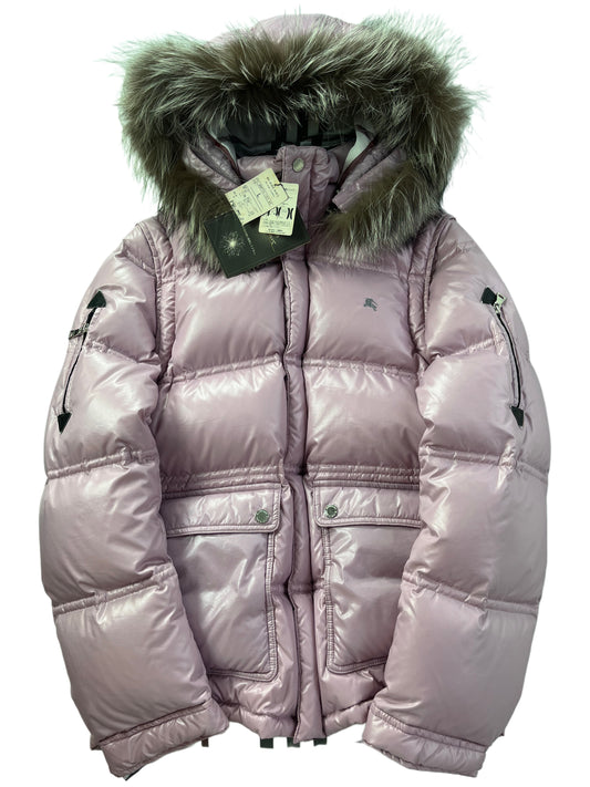 00’s BURBERRY made in Japan real fur down jacket (M/L) - pink