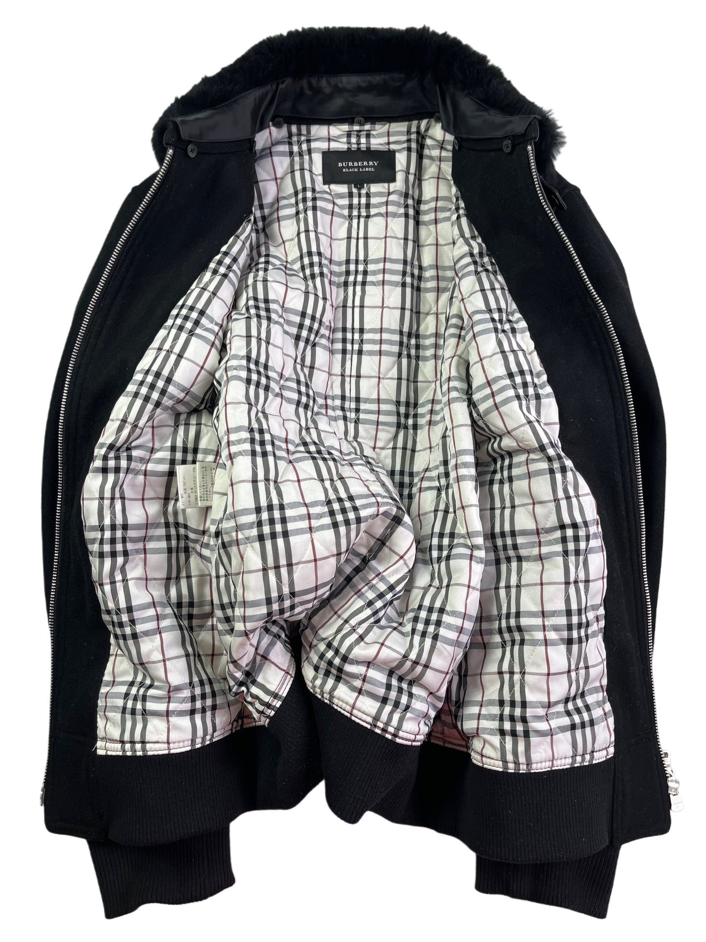 00’s BURBERRY made in Japan rabbit fur jacket (M/L) - black