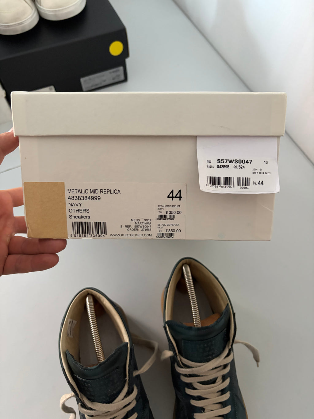 2014 Maison Margiela reflective metallic navy high top gats - eu 44