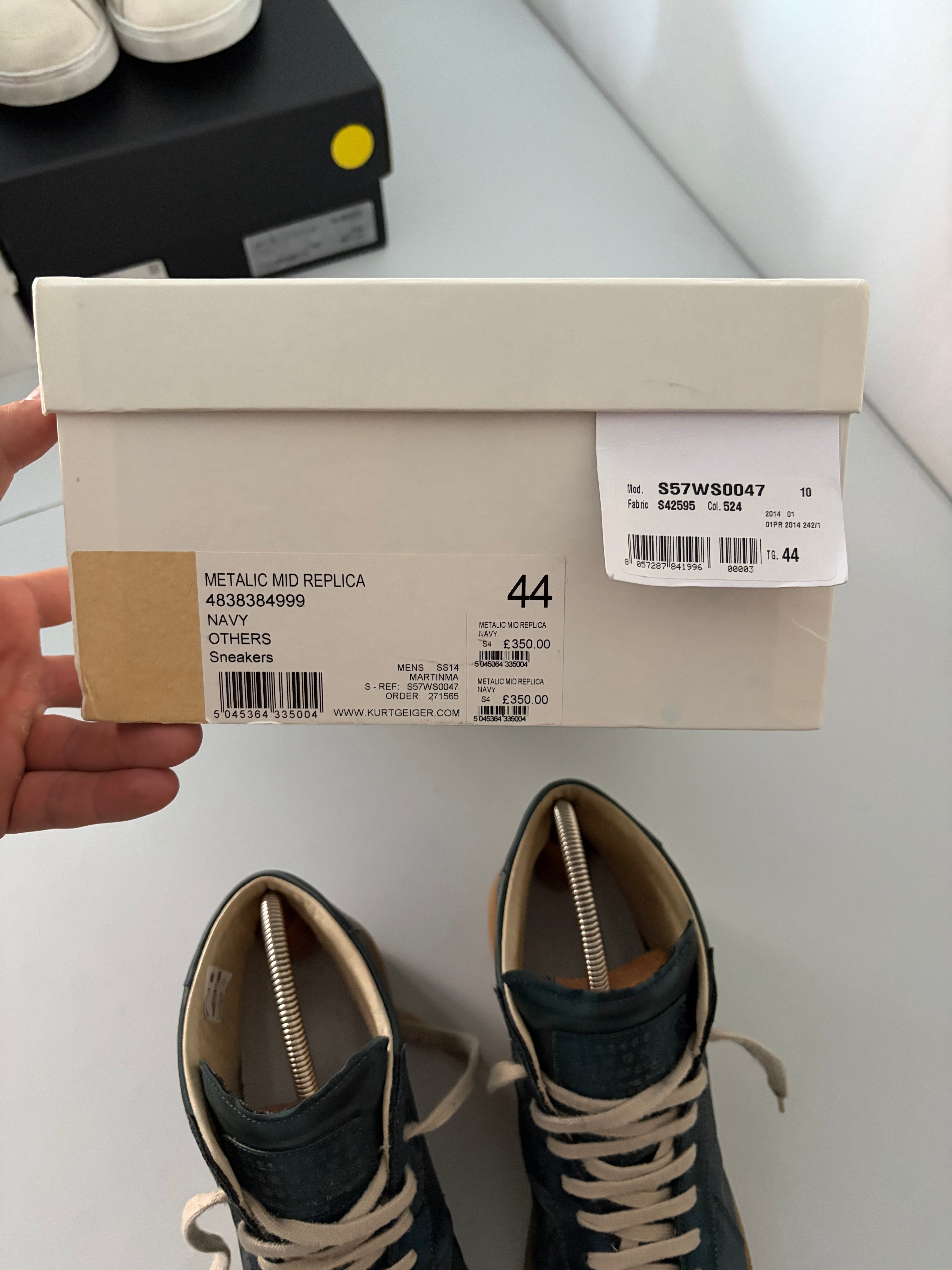 2014 Maison Margiela reflective metallic navy high top gats - eu 44