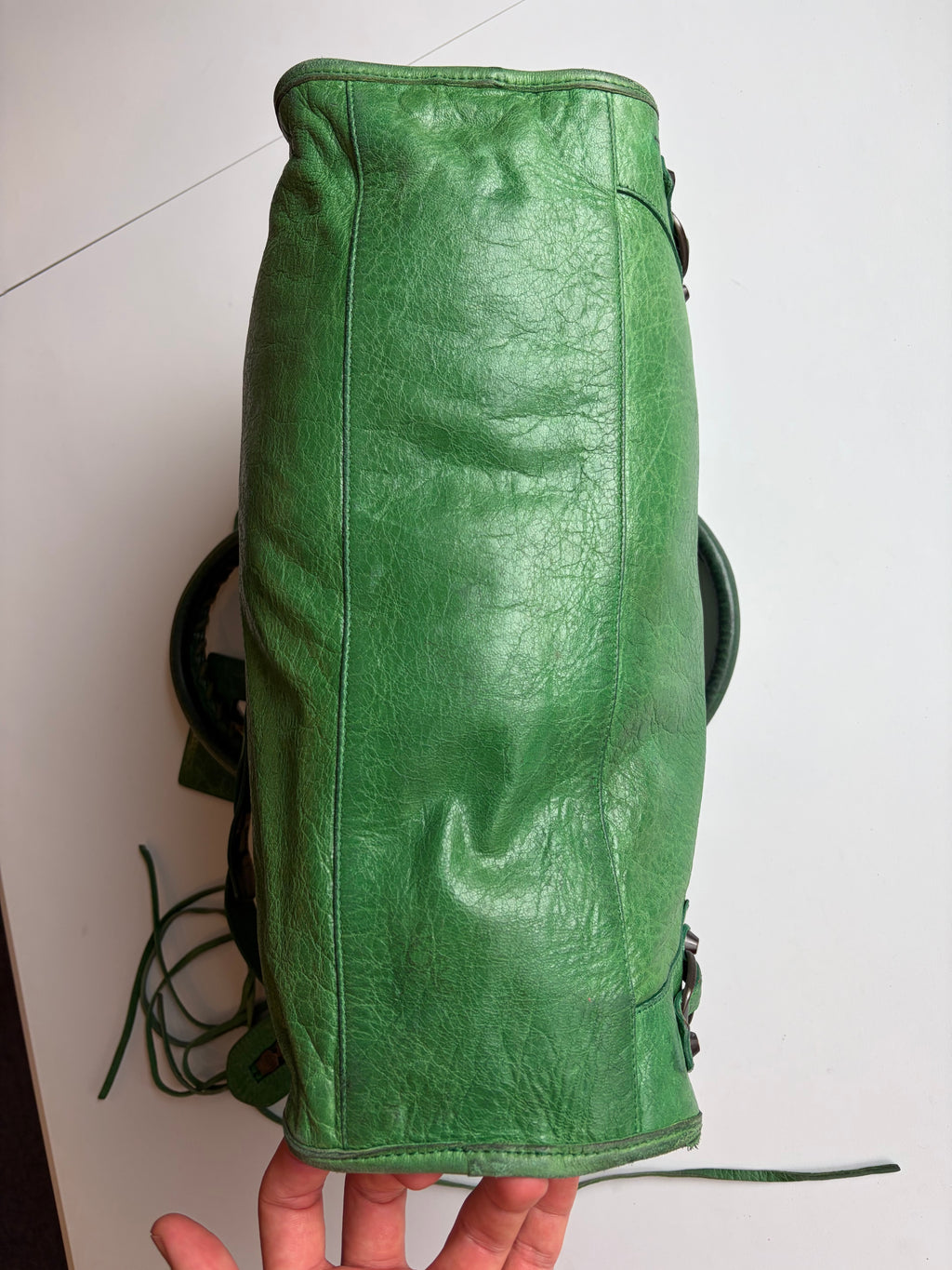 2009 BALENCIAGA Green Lambskin Motorcycle City Bag - green