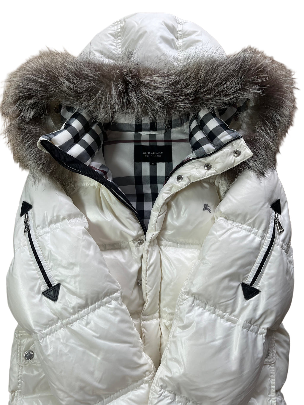 00’s BURBERRY made in Japan real fur down jacket (S/M) - white