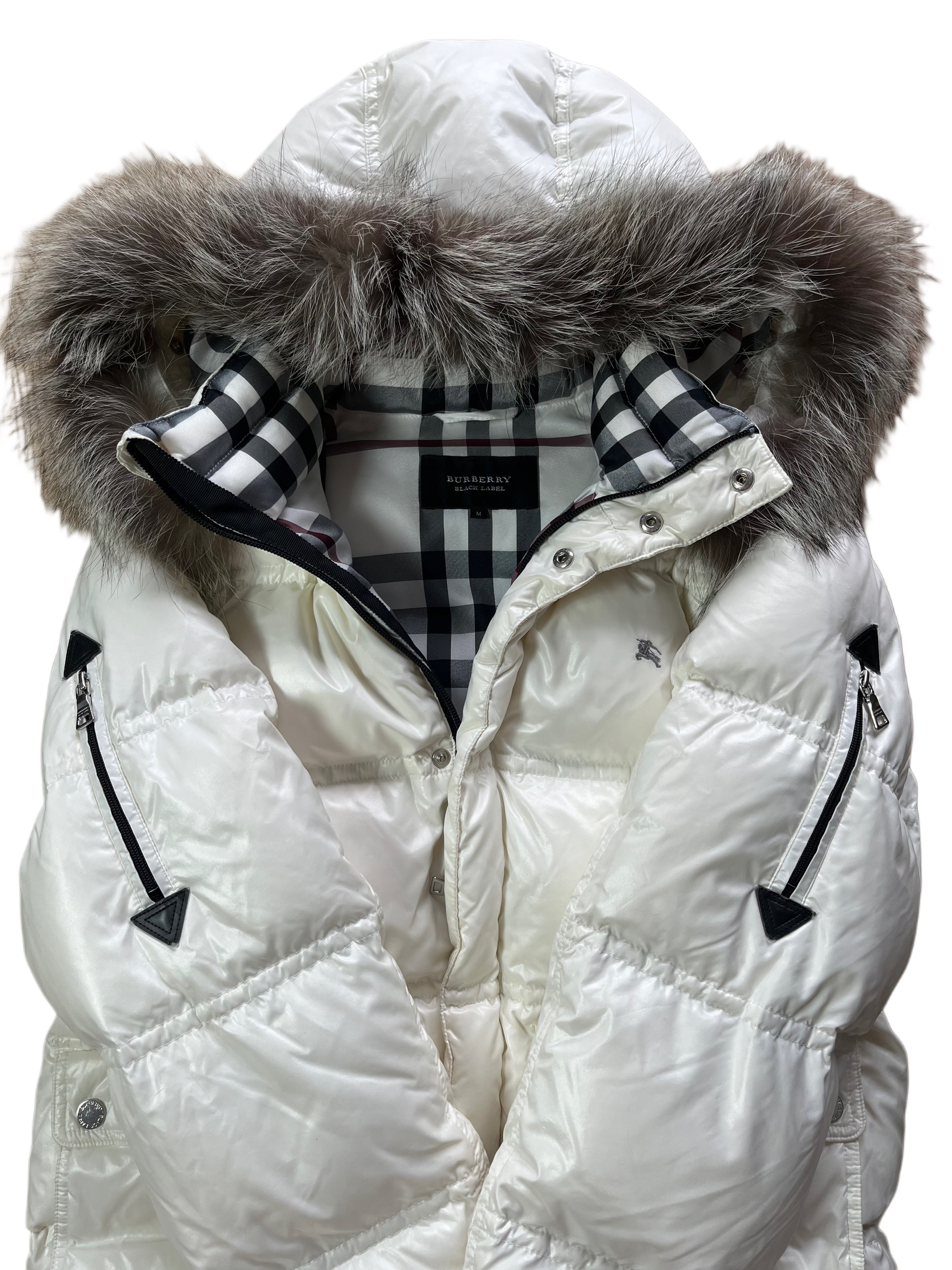 00’s BURBERRY made in Japan real fur down jacket (S/M) - white