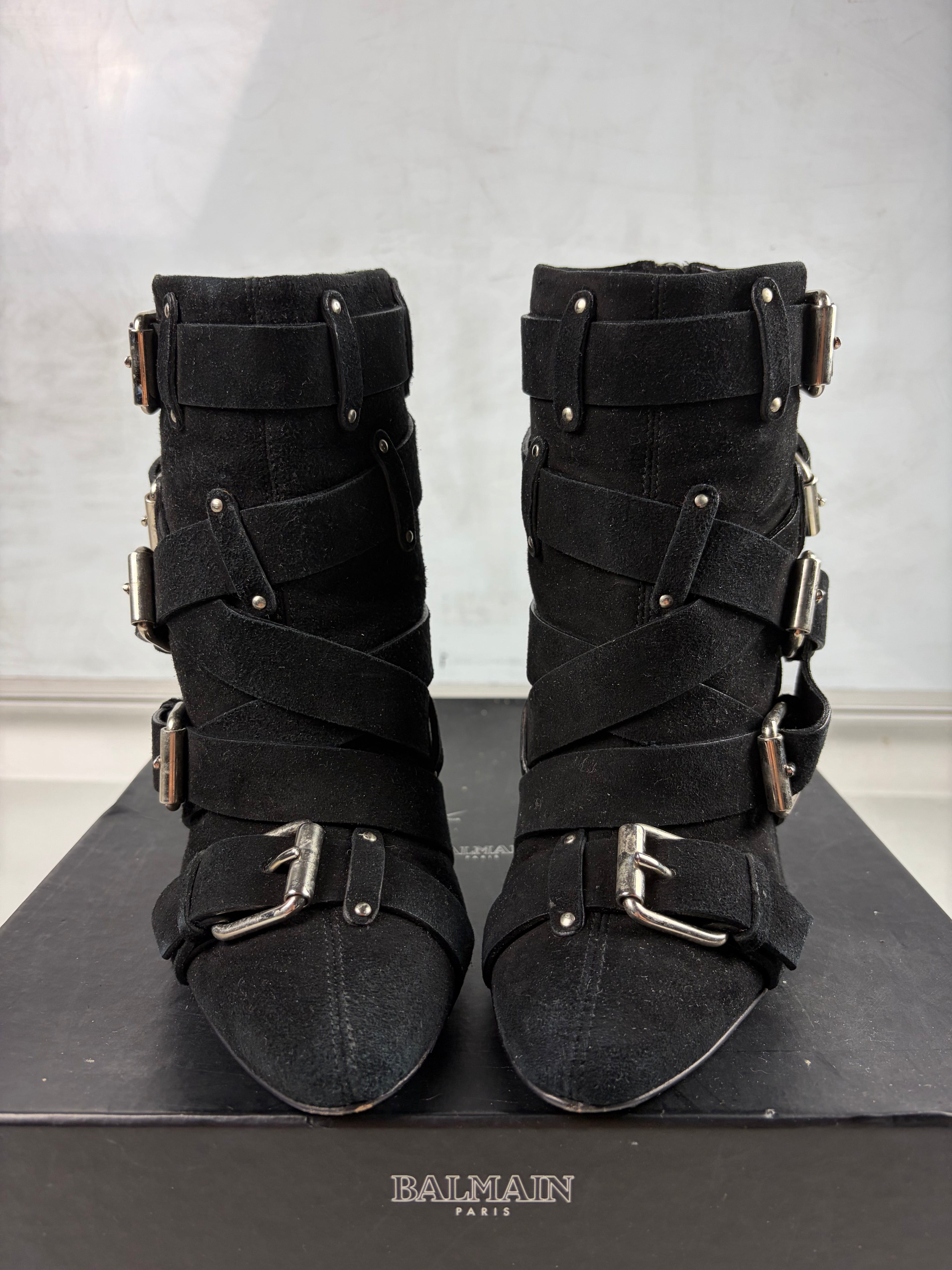 2009 BALMAIN x Giuseppe Zanotti suede ankle boots - eu 39 / us 7