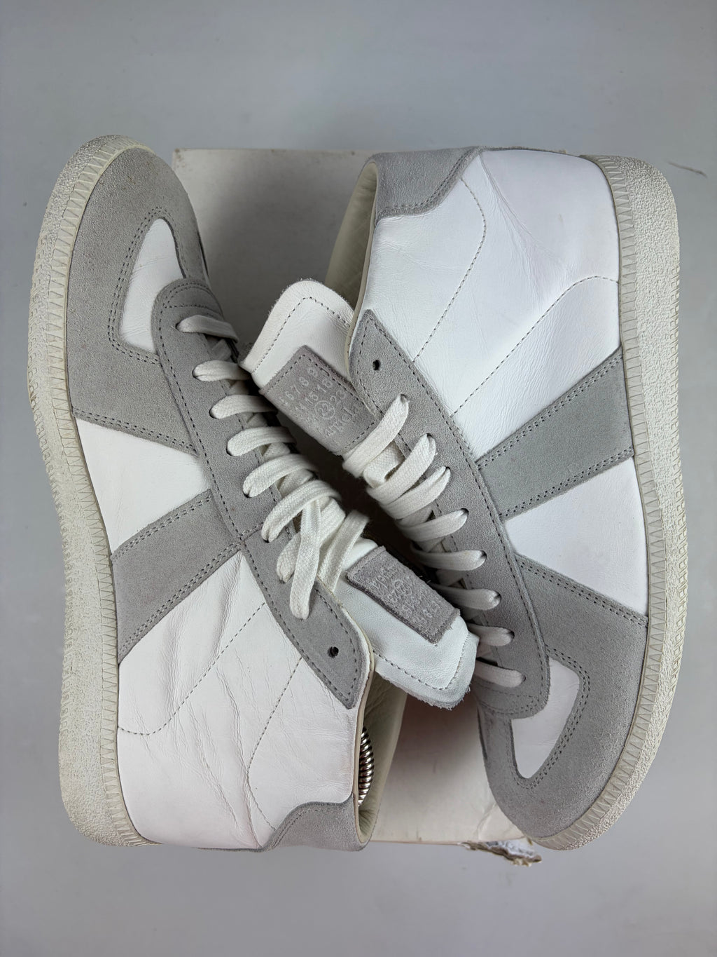 Maison Margiela high top suede & leather gats - eu 40 / us 7 - white