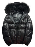 00’s BURBERRY Black Label reversible real fur down bomber jacket (M/L) - black