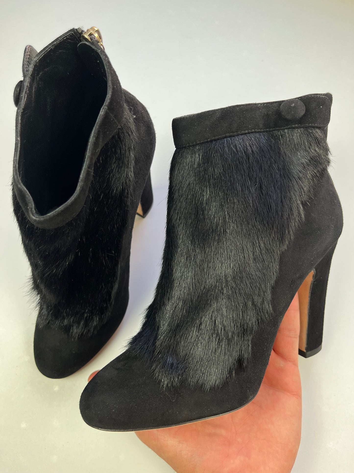 Dolce&Gabbana pony hair ankle boots - eu 39 - black