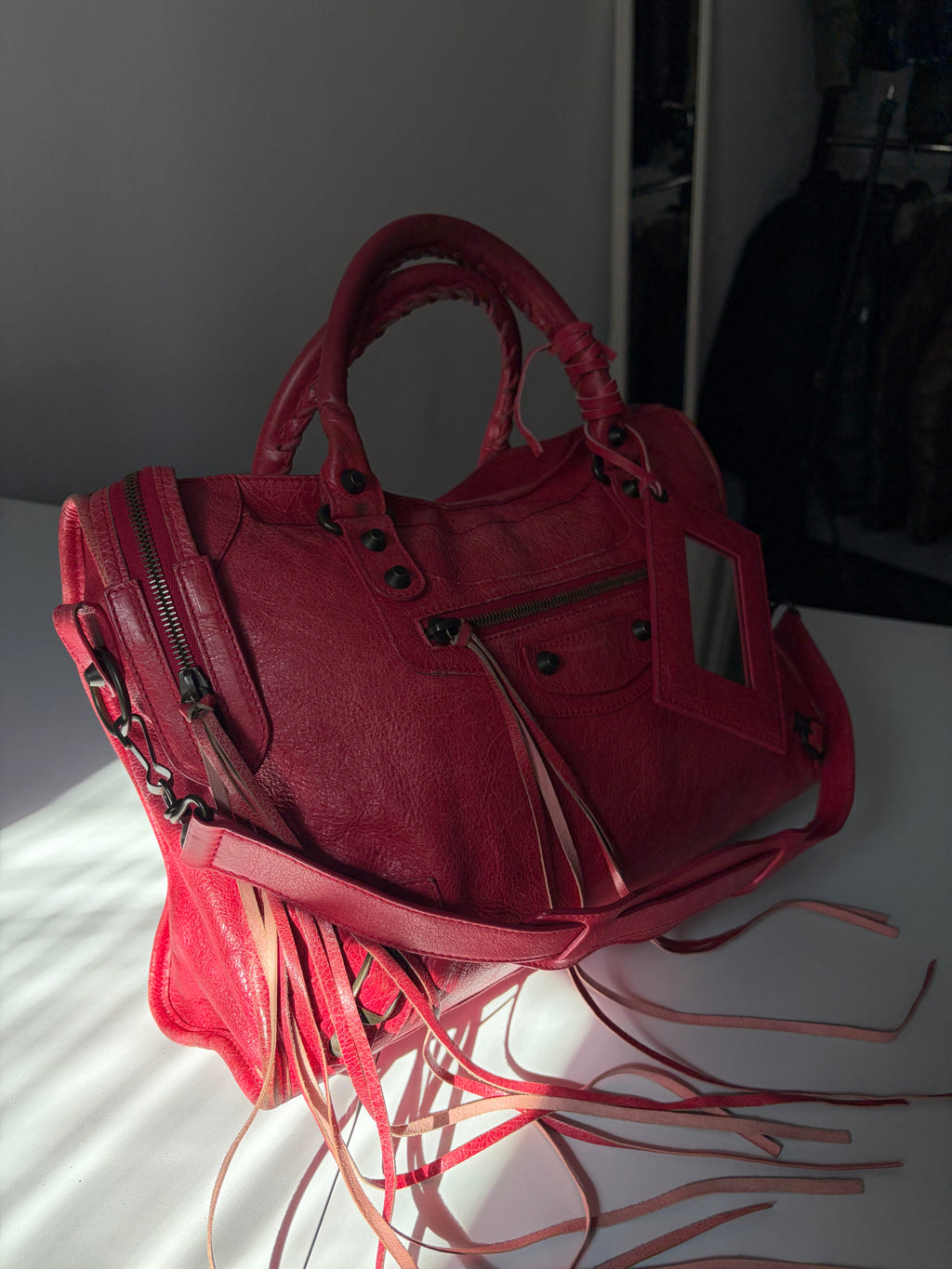 2012 BALENCIAGA
Rose Jaipur Lambskin Leather Motorcycle City Bag