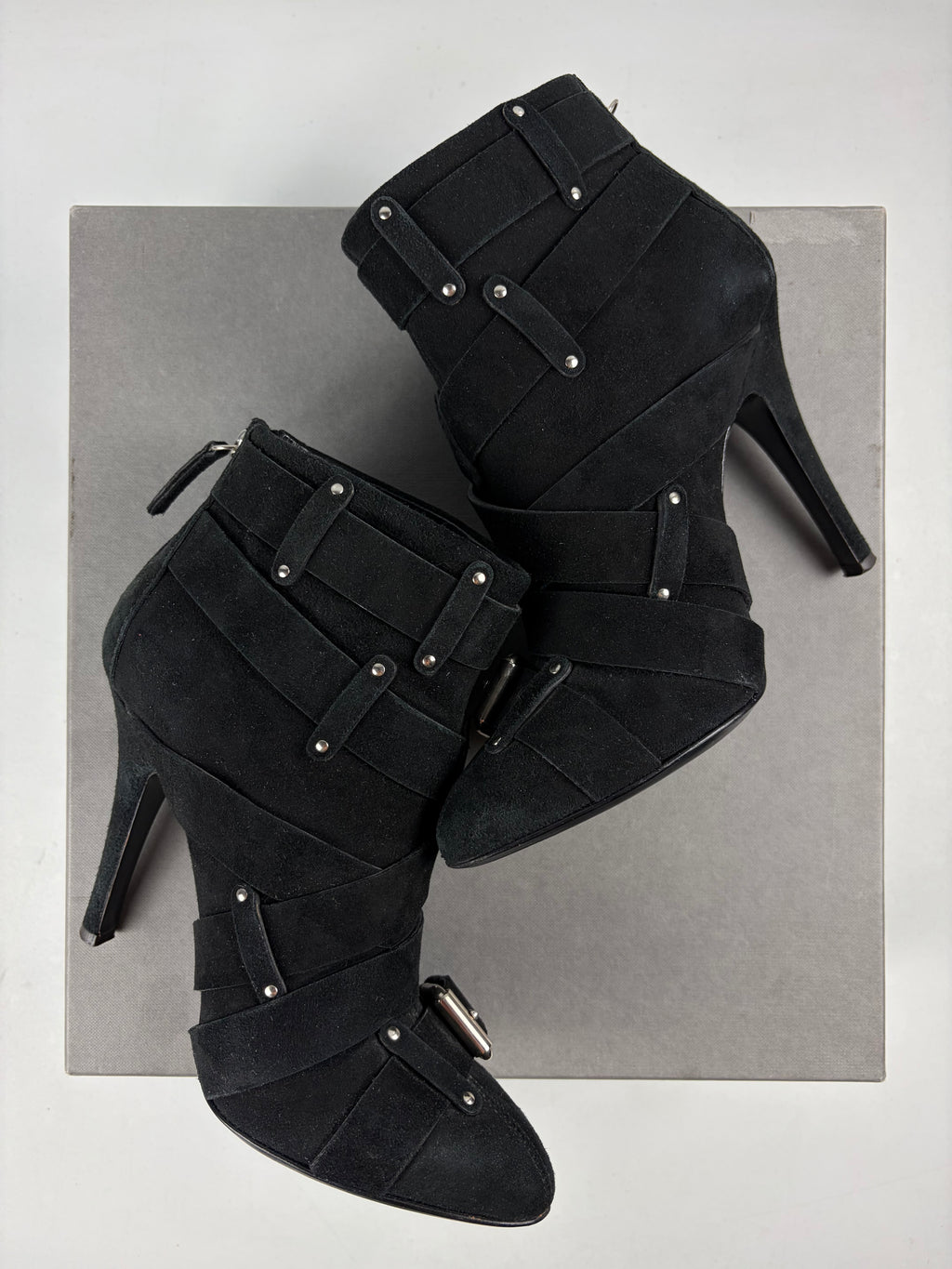 2009 BALMAIN x Giuseppe Zanotti suede ankle boots - size - eu 37 / us 7 / uk 4 - black