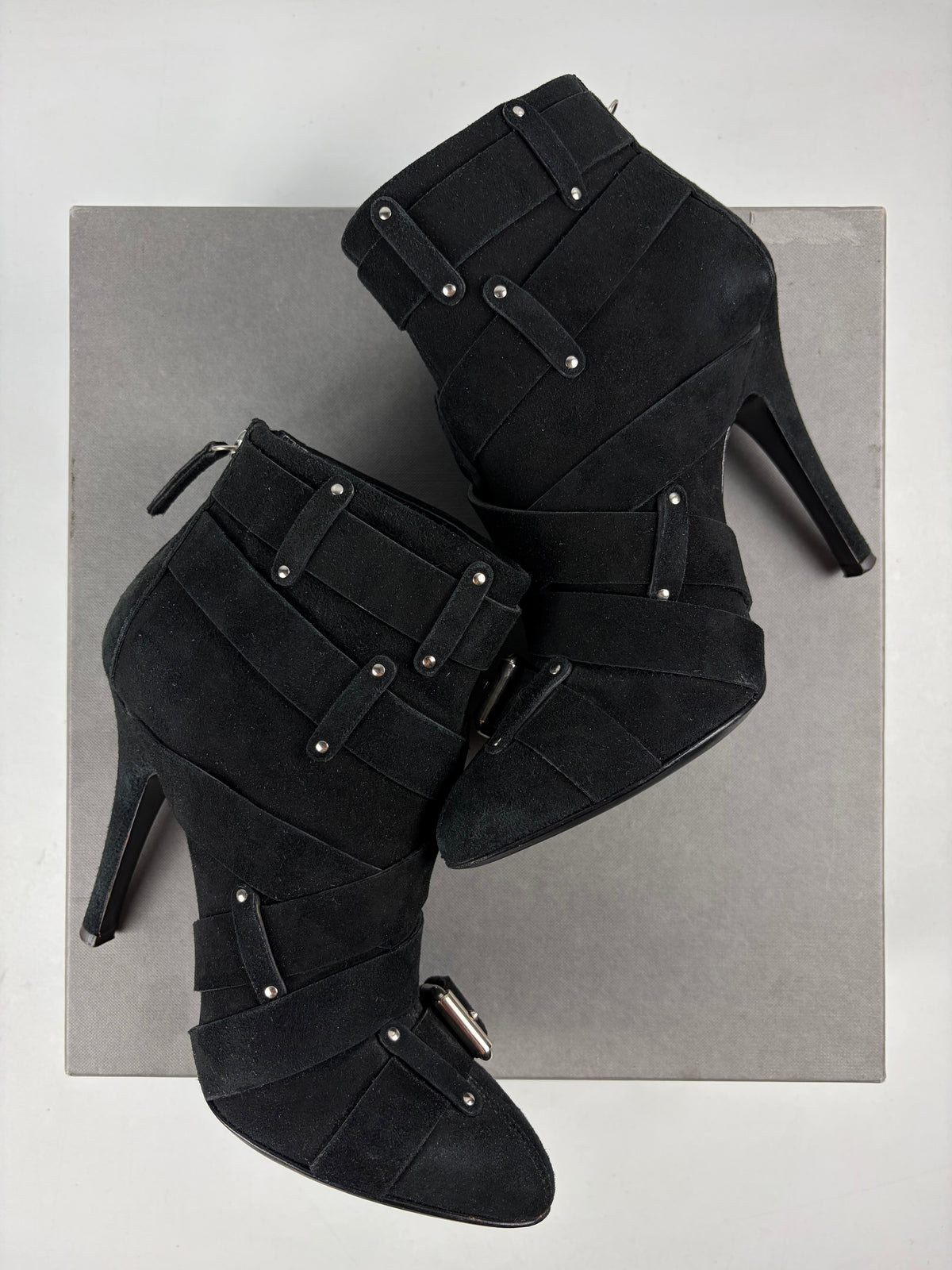 2009 BALMAIN x Giuseppe Zanotti suede ankle boots - size - eu 37 / us 7 / uk 4 - black