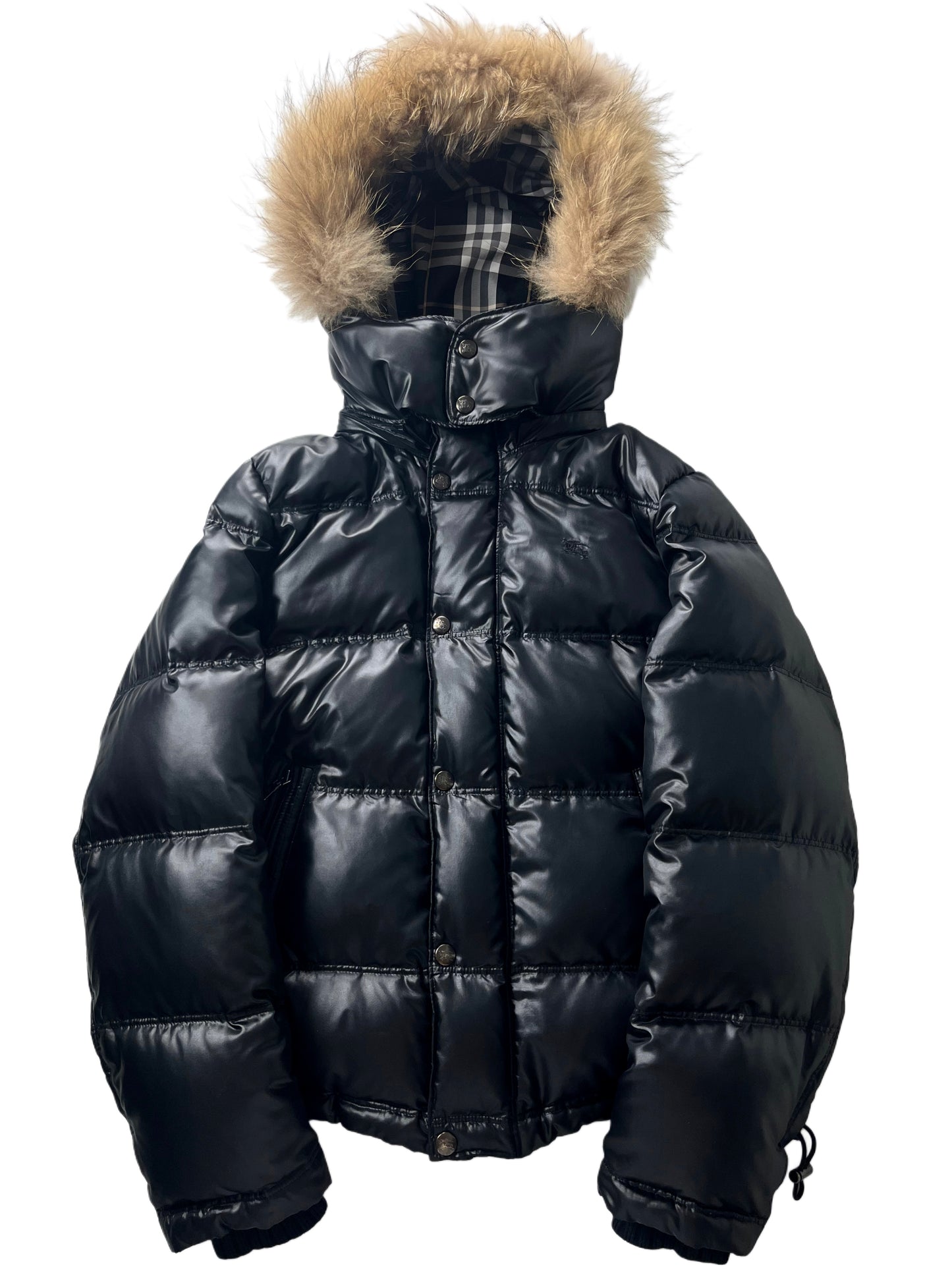00’s BURBERRY made in Japan real fur down jacket (XS/S) - black