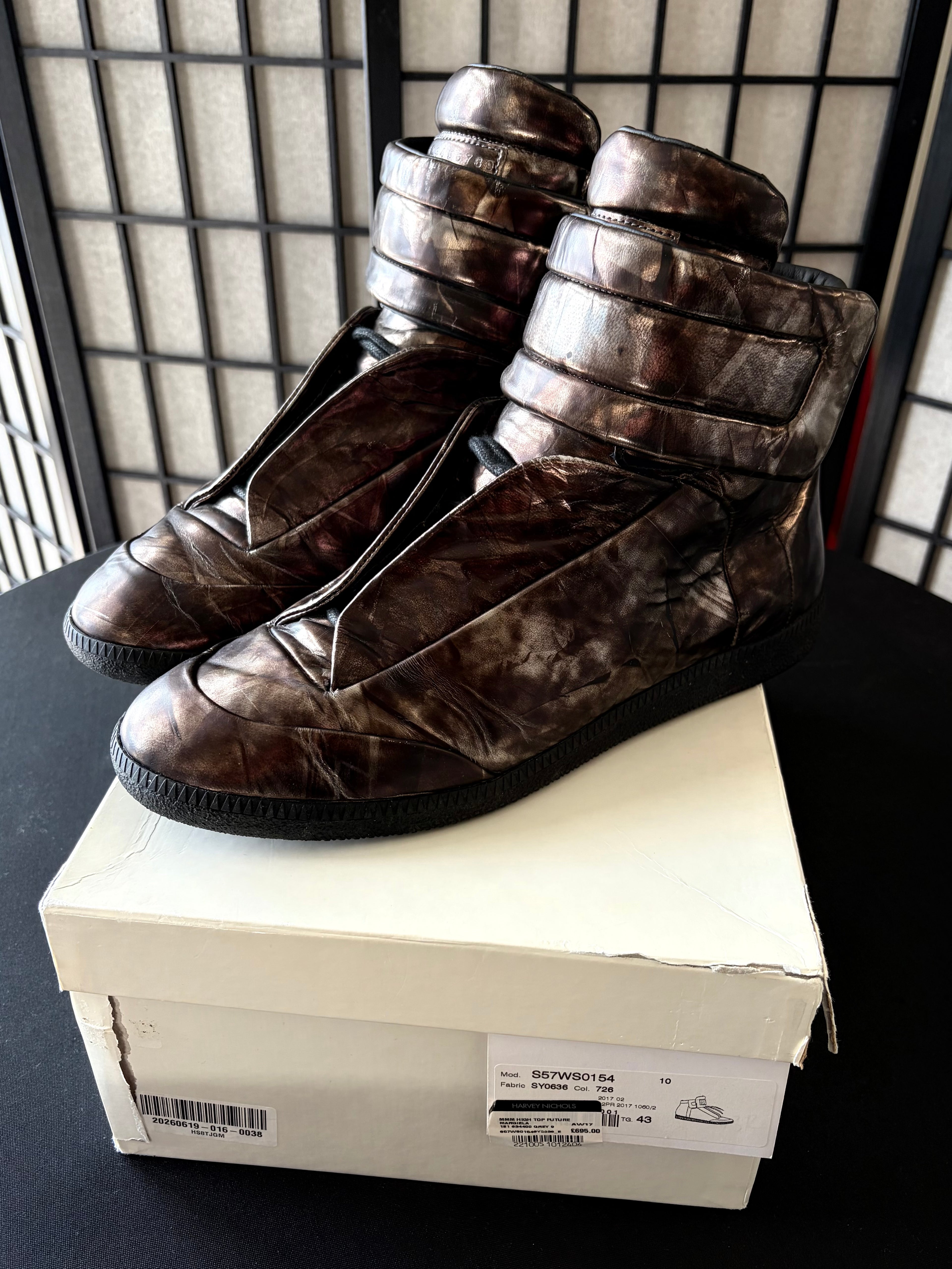 2016 Maison Margiela Future ‘Metallic Bronze’ high tops - eu 43 / us 10