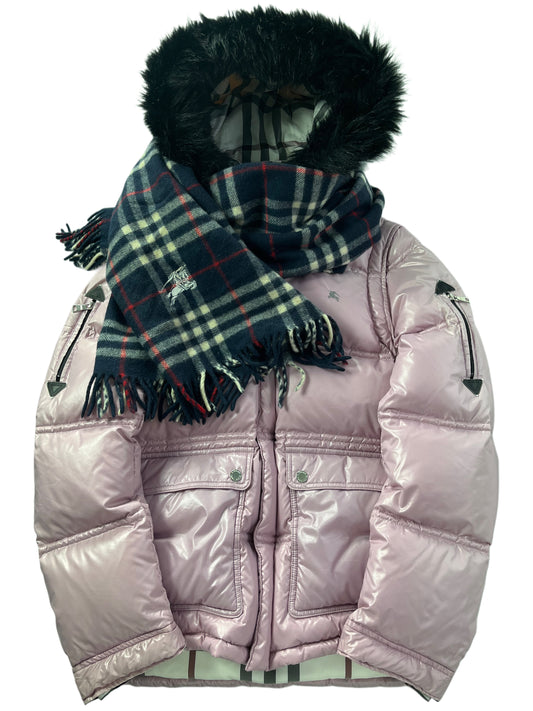 00’s BURBERRY made in Japan real fur down jacket (M/L) - pink