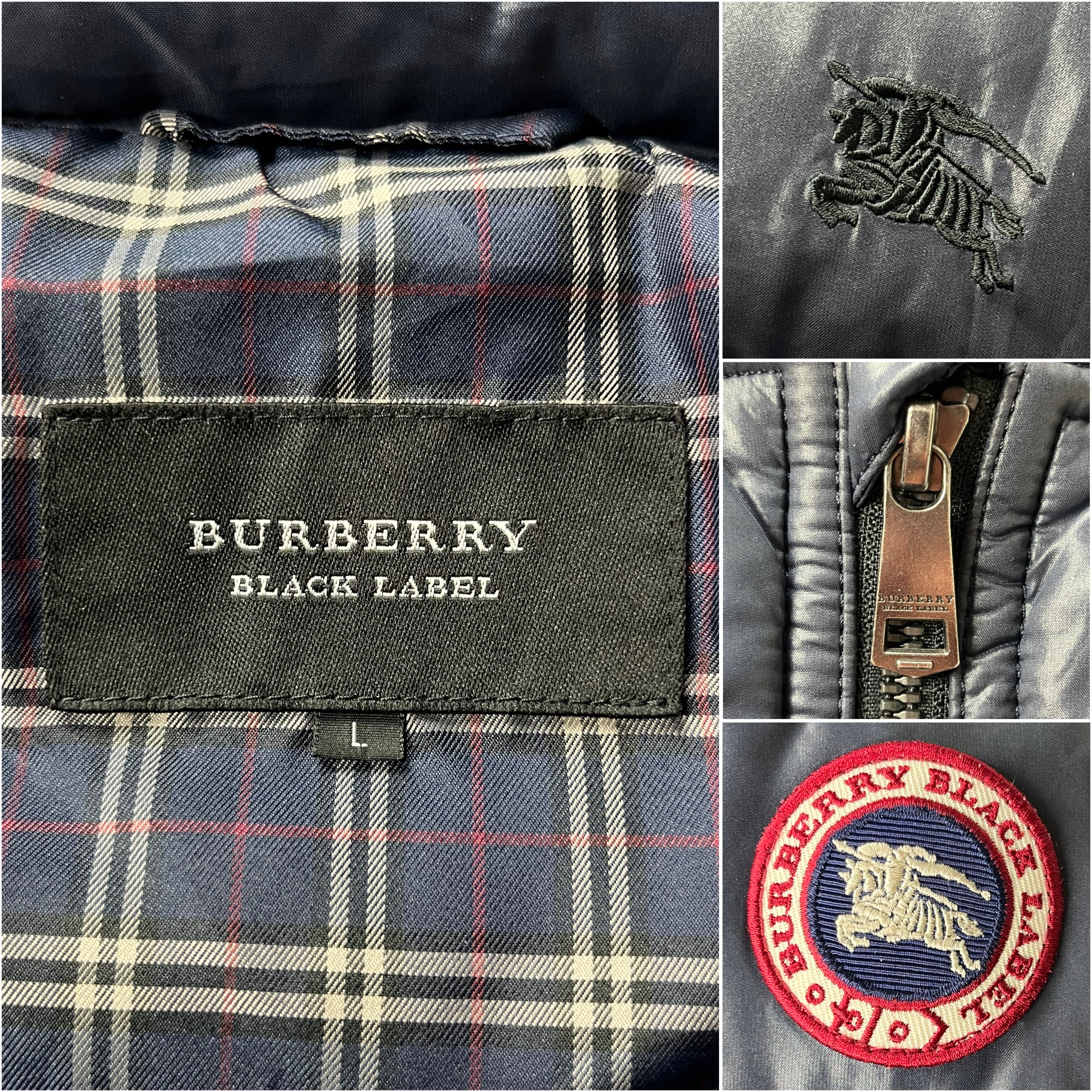 00’s BURBERRY made in Japan real fur down jacket (M/L) - navy