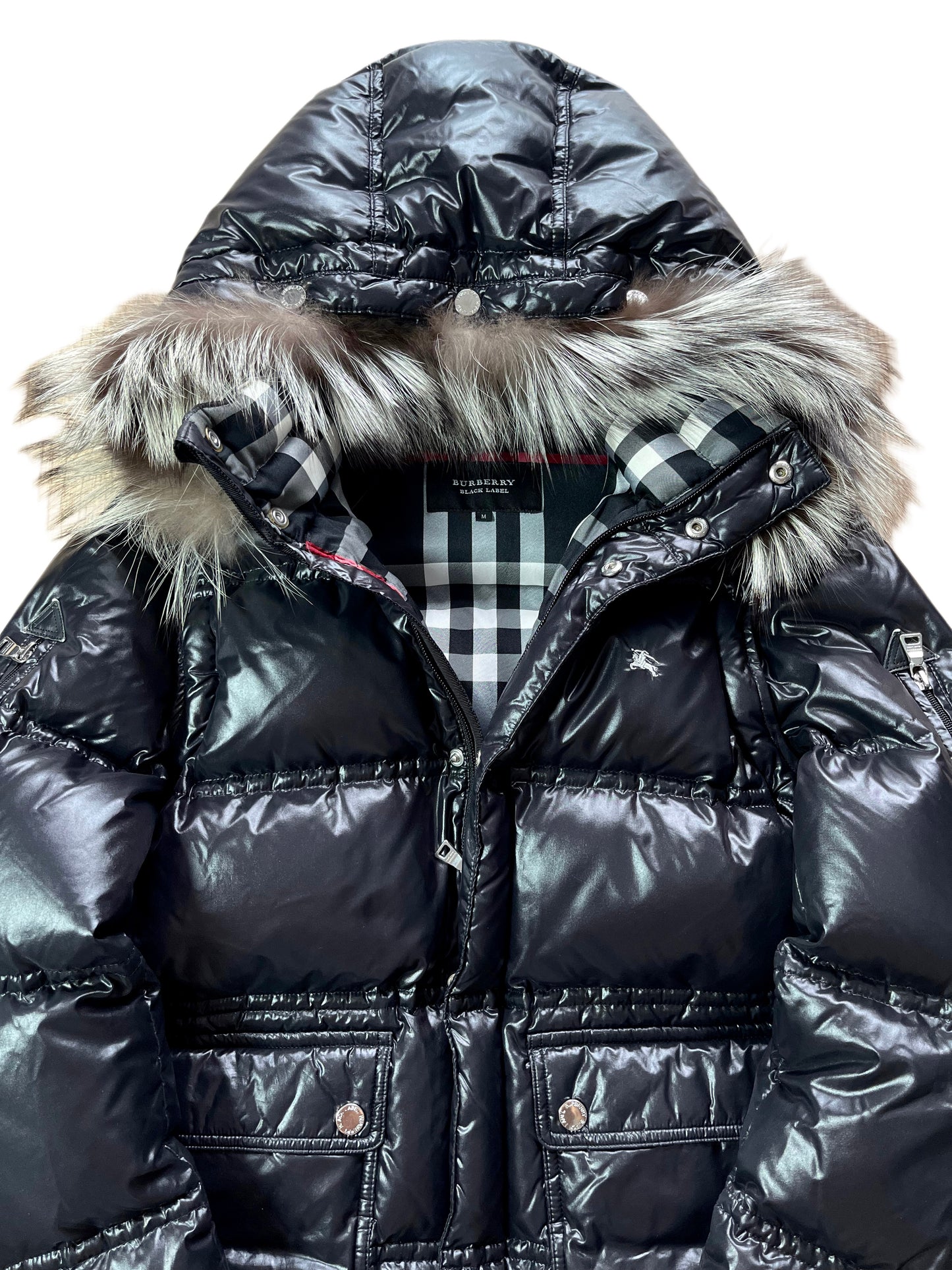 00’s BURBERRY made in Japan real fur down jacket (S/M) - black