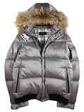 00’s BURBERRY Black Label real fur down jacket (S/M) - silver grey