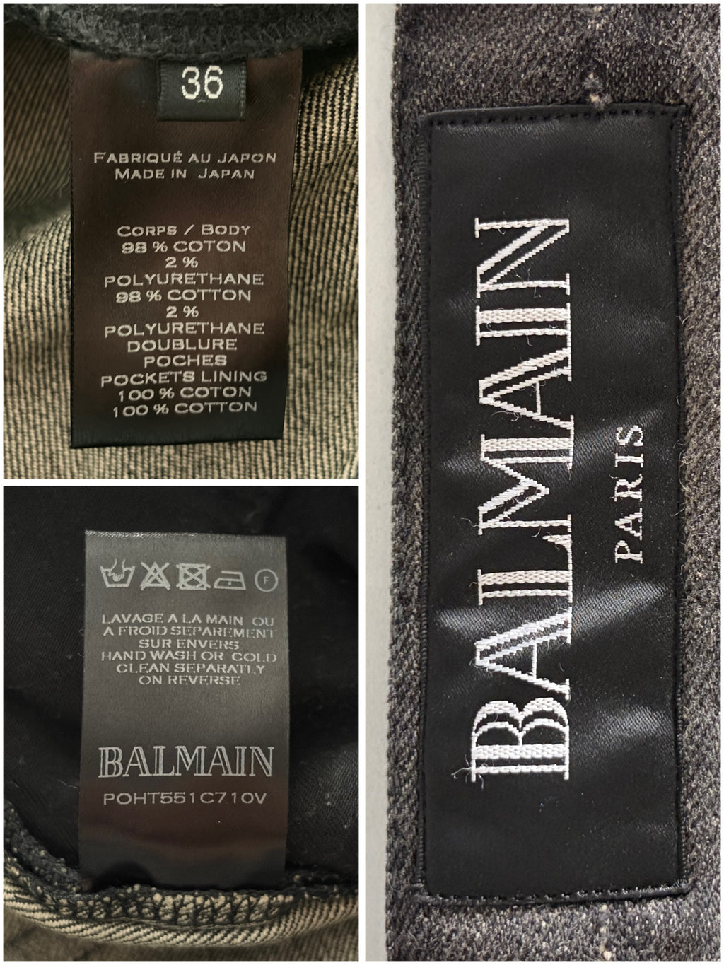 BALMAIN distressed ribbed biker denim - 36