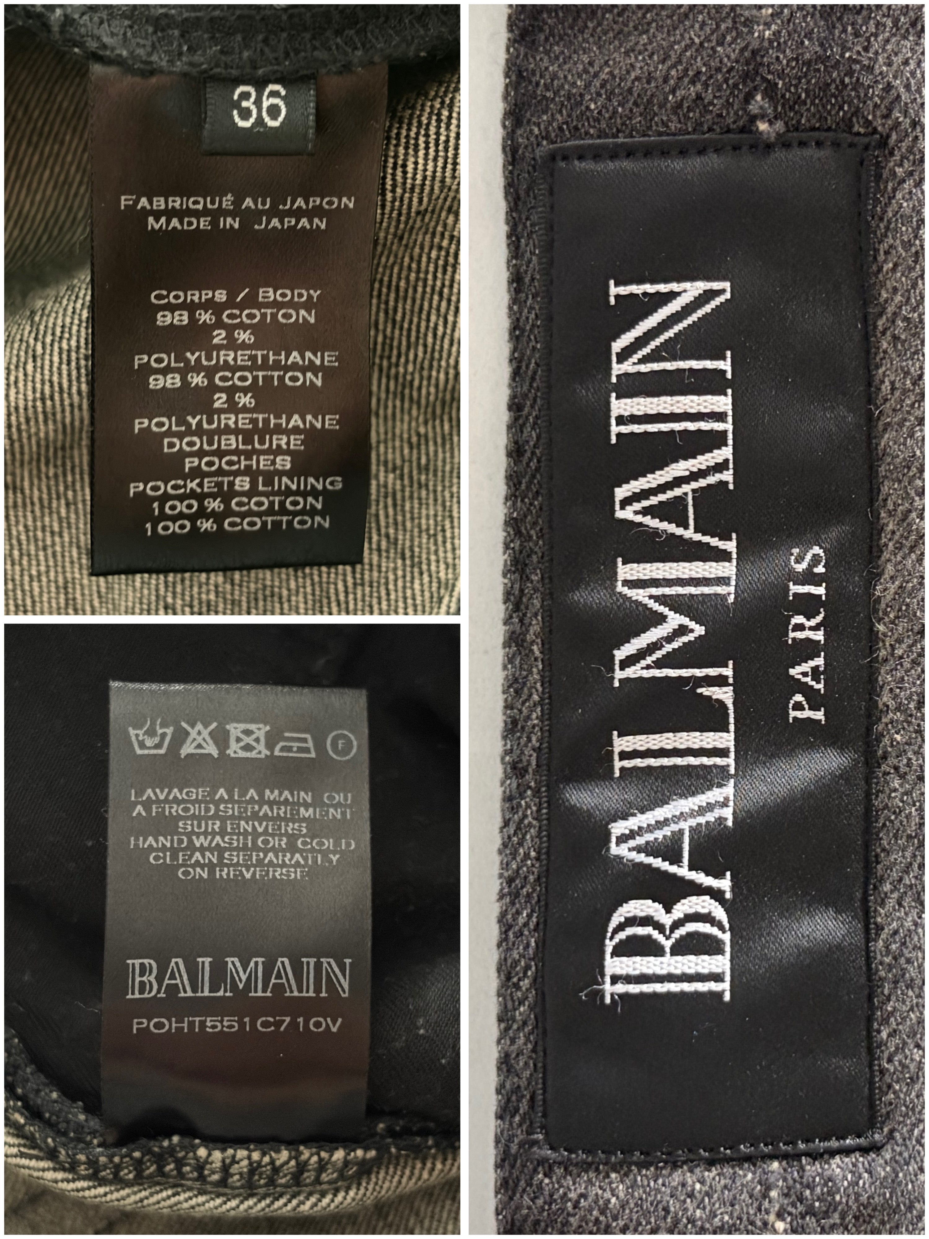 BALMAIN distressed ribbed biker denim - 36