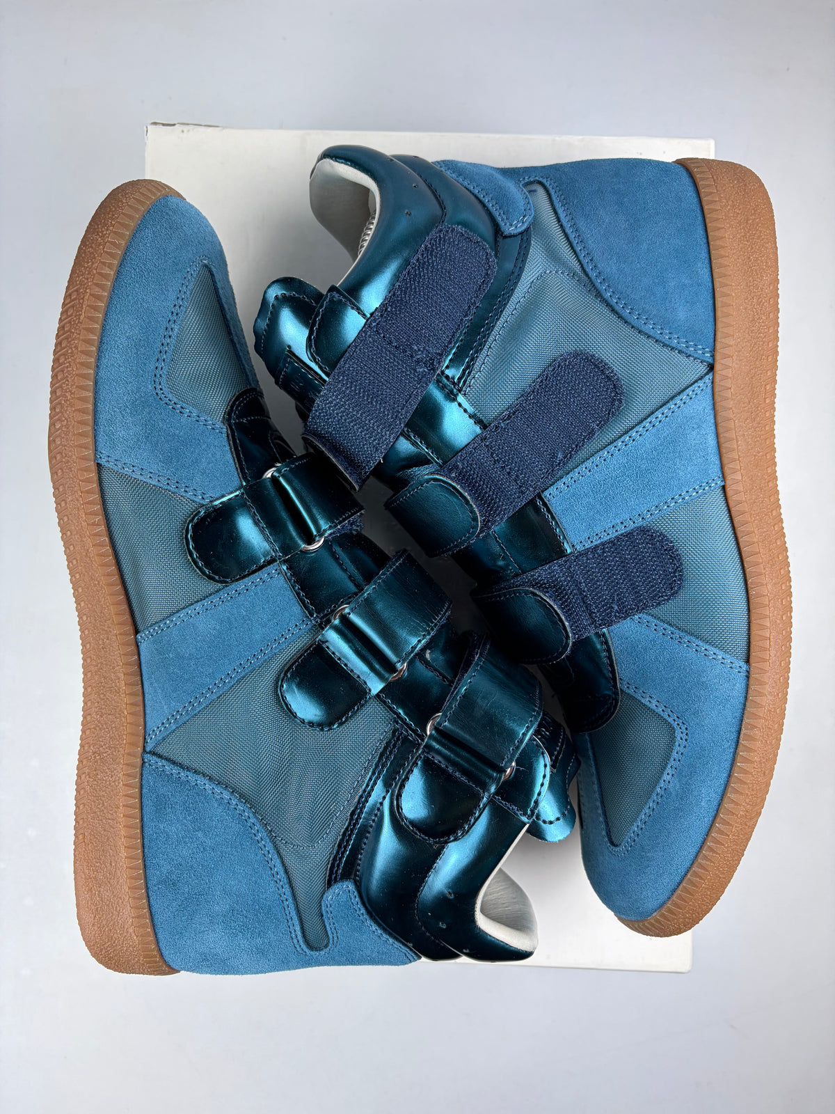 2014 Maison Margiela Replica metallic velcro high tops - eu 40 / us 7 / uk 6 - blue