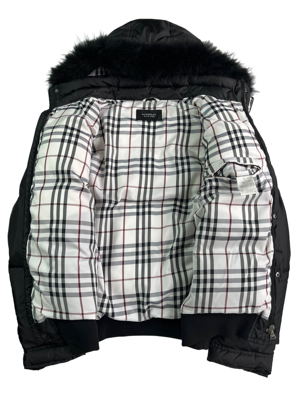 00’s BURBERRY made in Japan real fur down jacket (M/L) - black