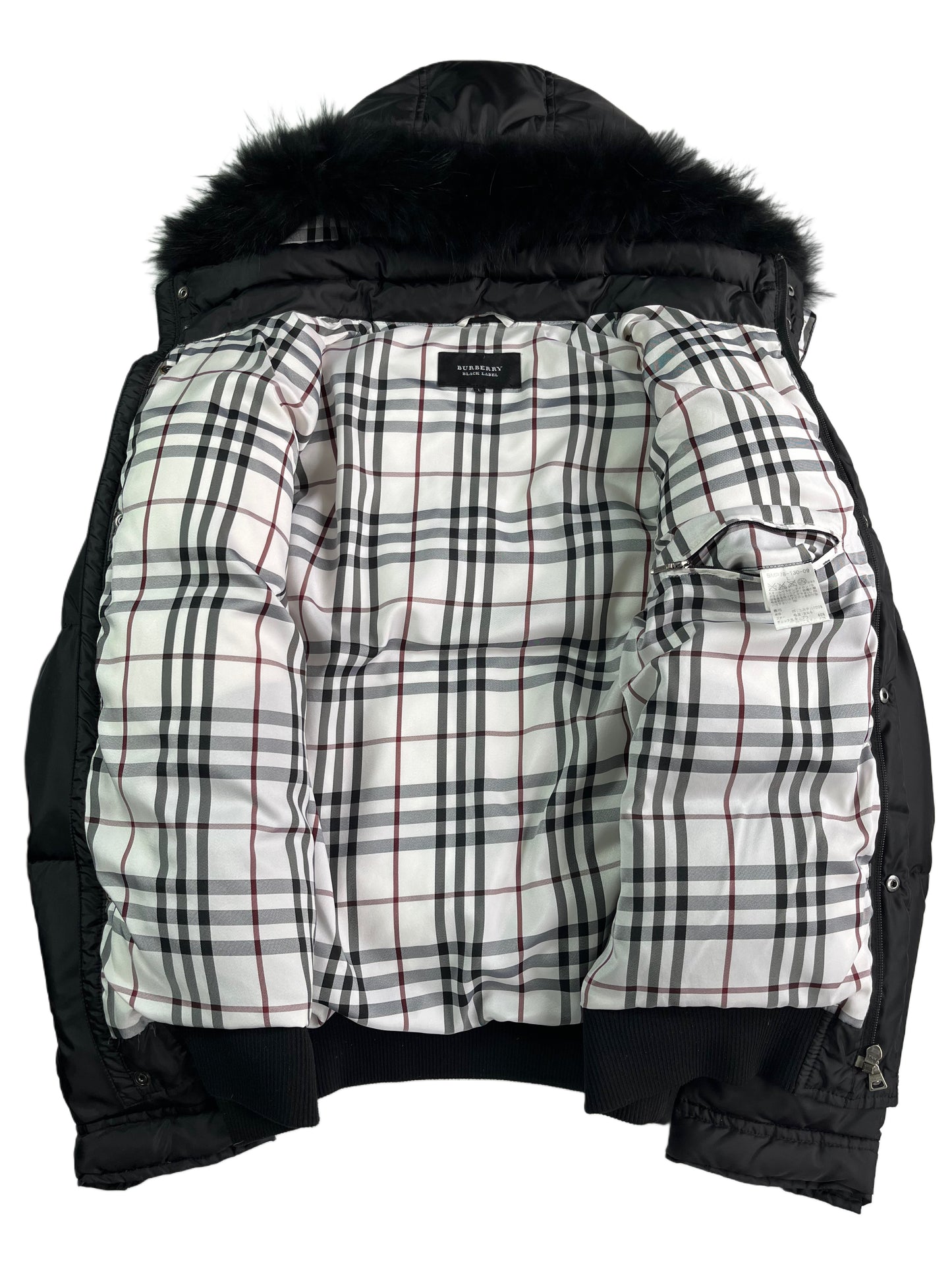 00’s BURBERRY made in Japan real fur down jacket (M/L) - black