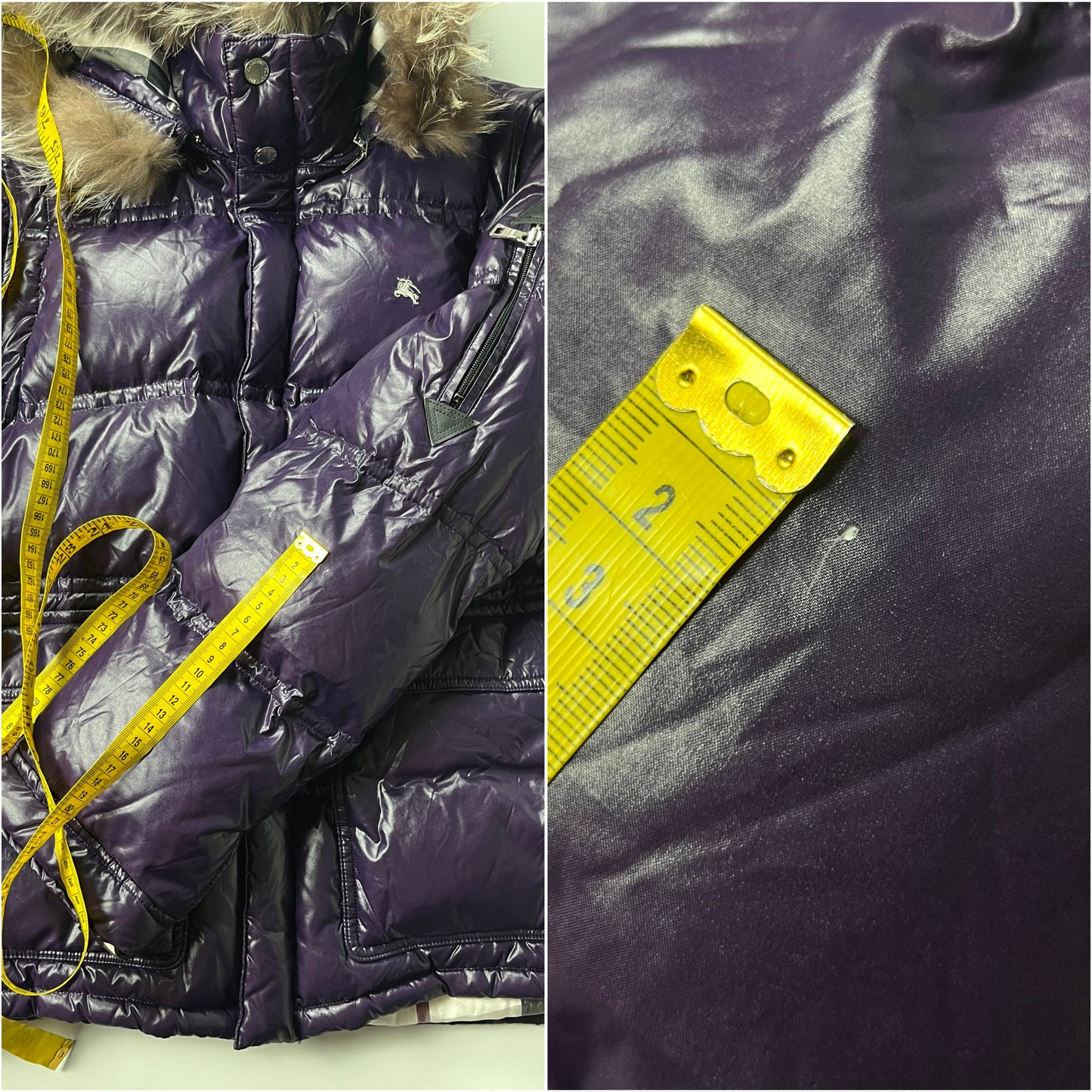 00’s BURBERRY made in Japan real fur down jacket (S/M) - purple