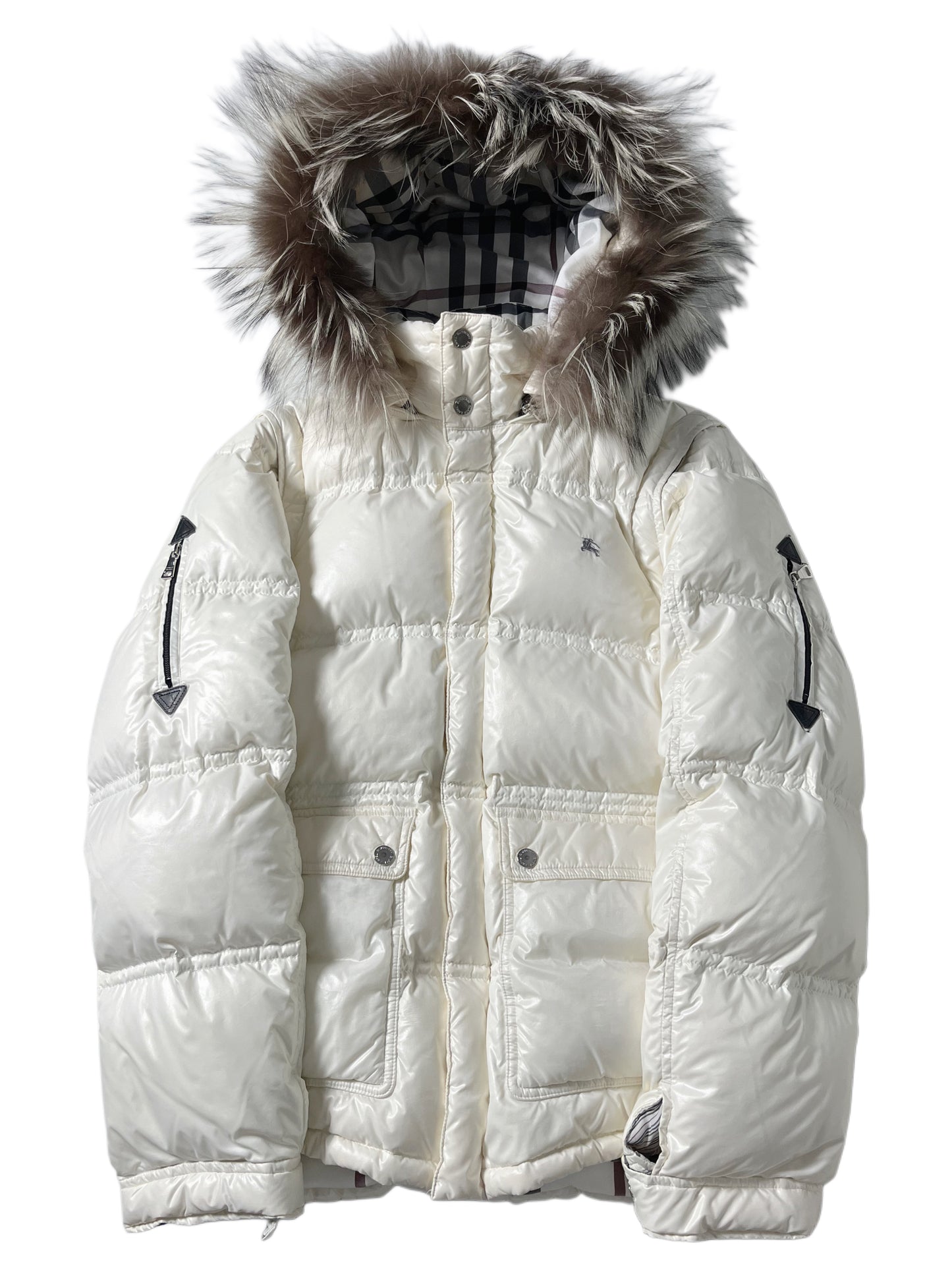 00’s BURBERRY made in Japan real fur down jacket (M/L) - white