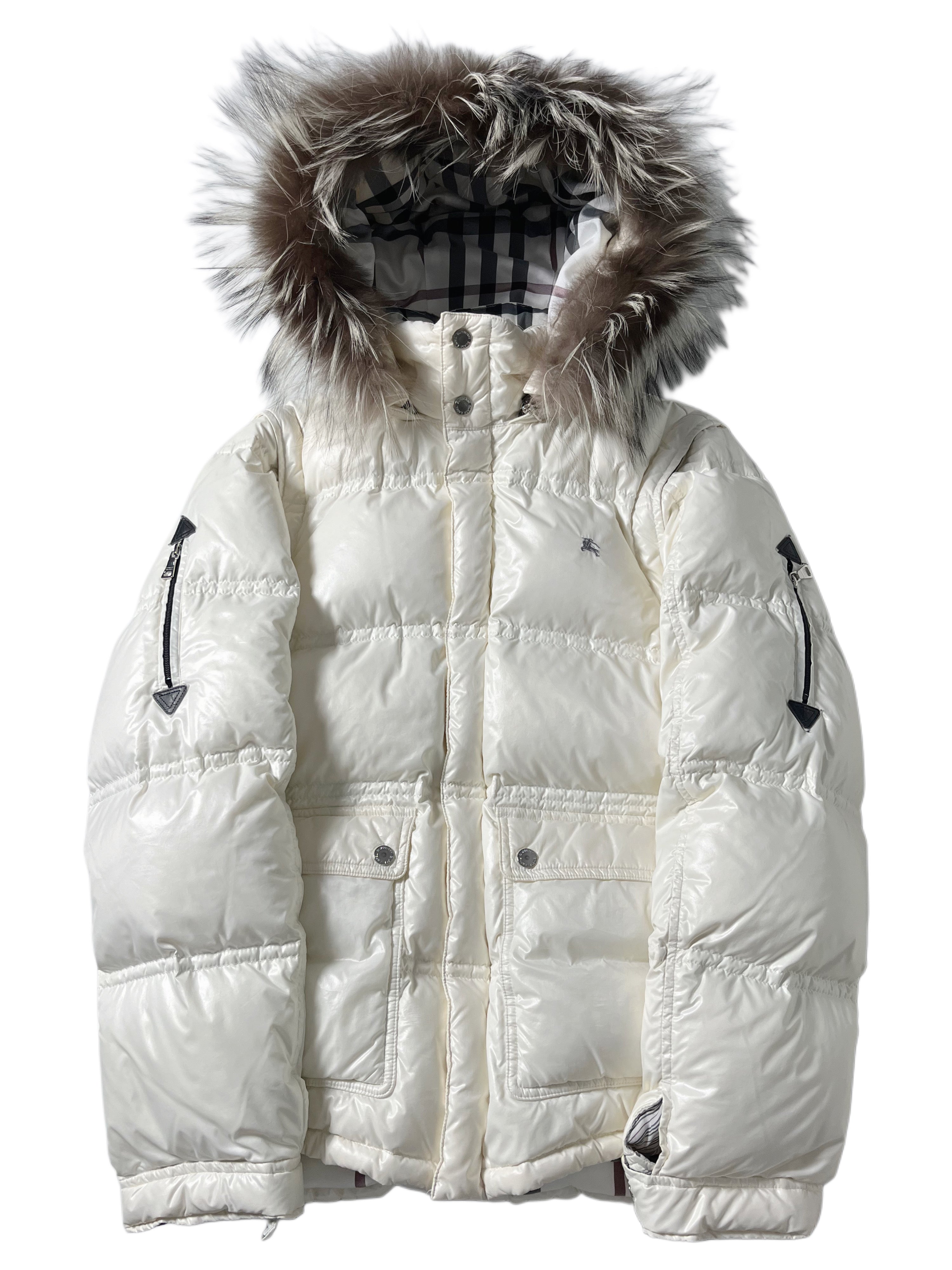 00’s BURBERRY made in Japan real fur down jacket (M/L) - white