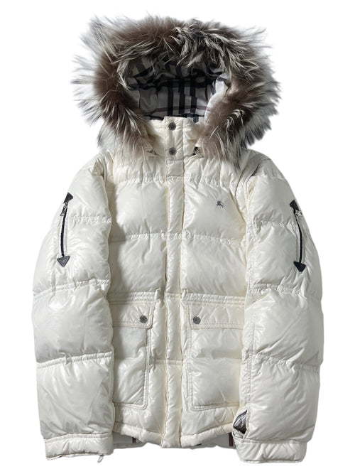 00’s BURBERRY made in Japan real fur down jacket (M/L) - white