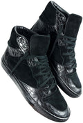 Balenciaga crocodile-embossed leather high tops - eu 44 / us 11 - black