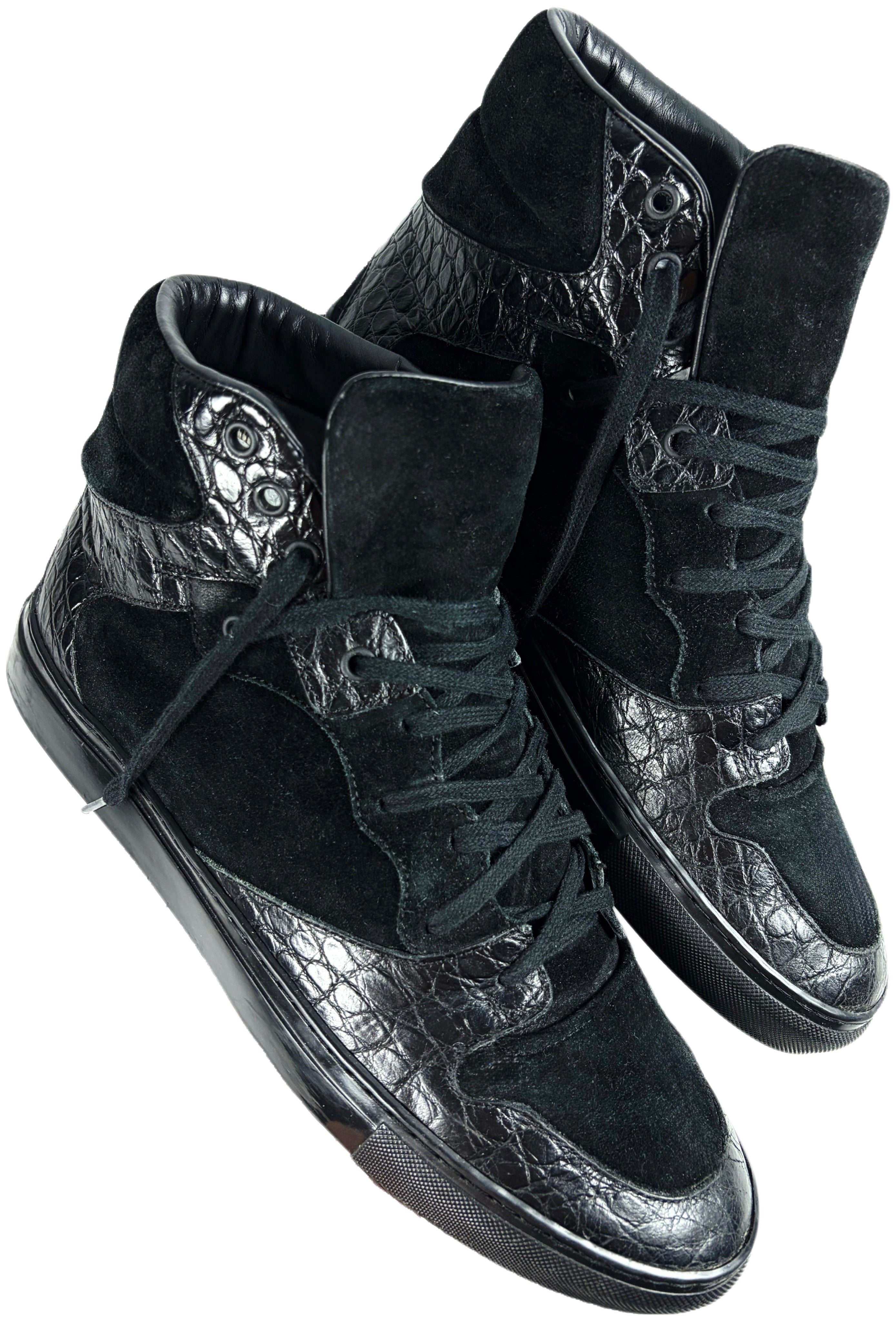 Balenciaga crocodile-embossed leather high tops - eu 44 / us 11 - black