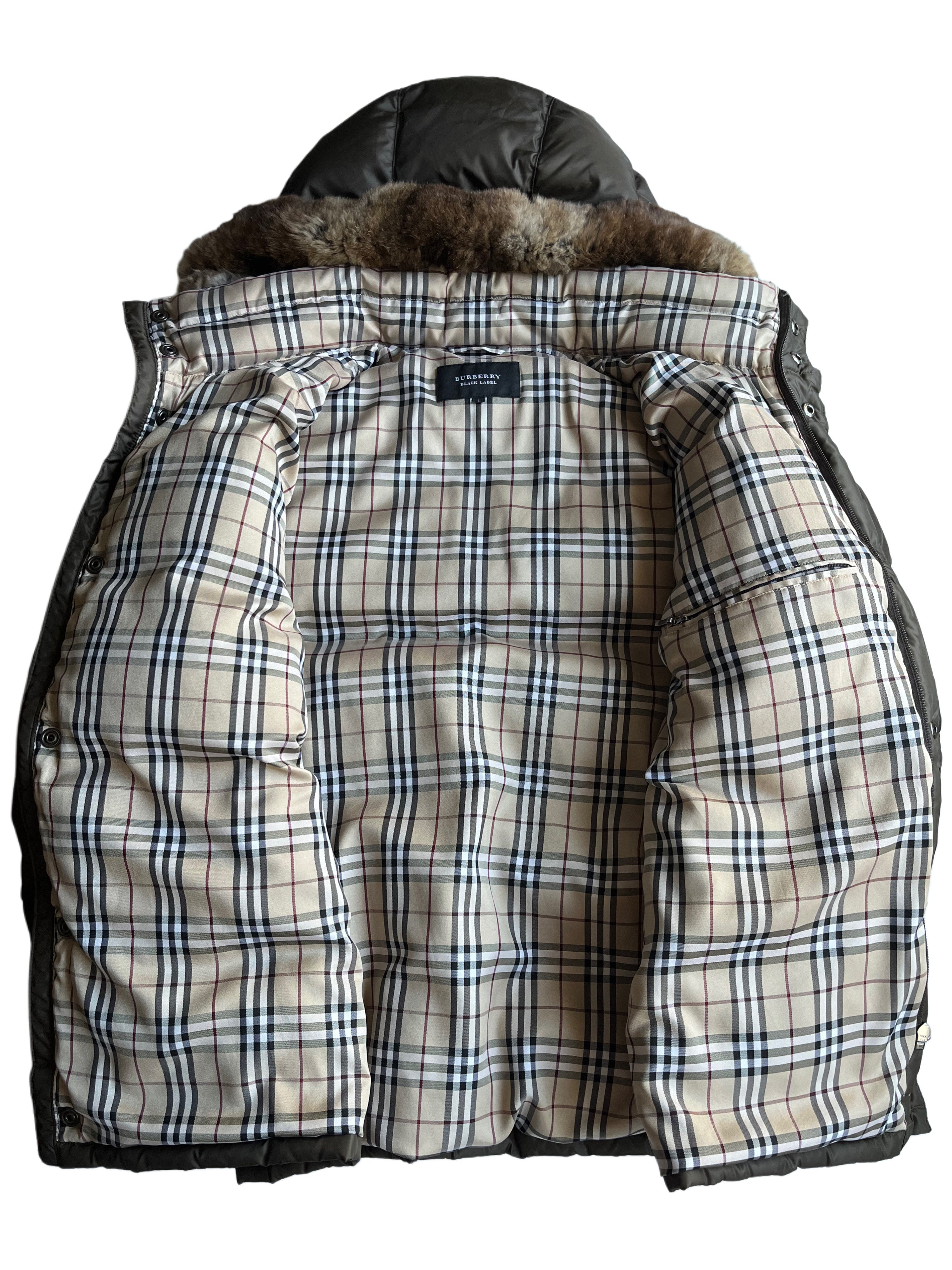00’s BURBERRY made in Japan real fur down jacket (M/L) - olive green