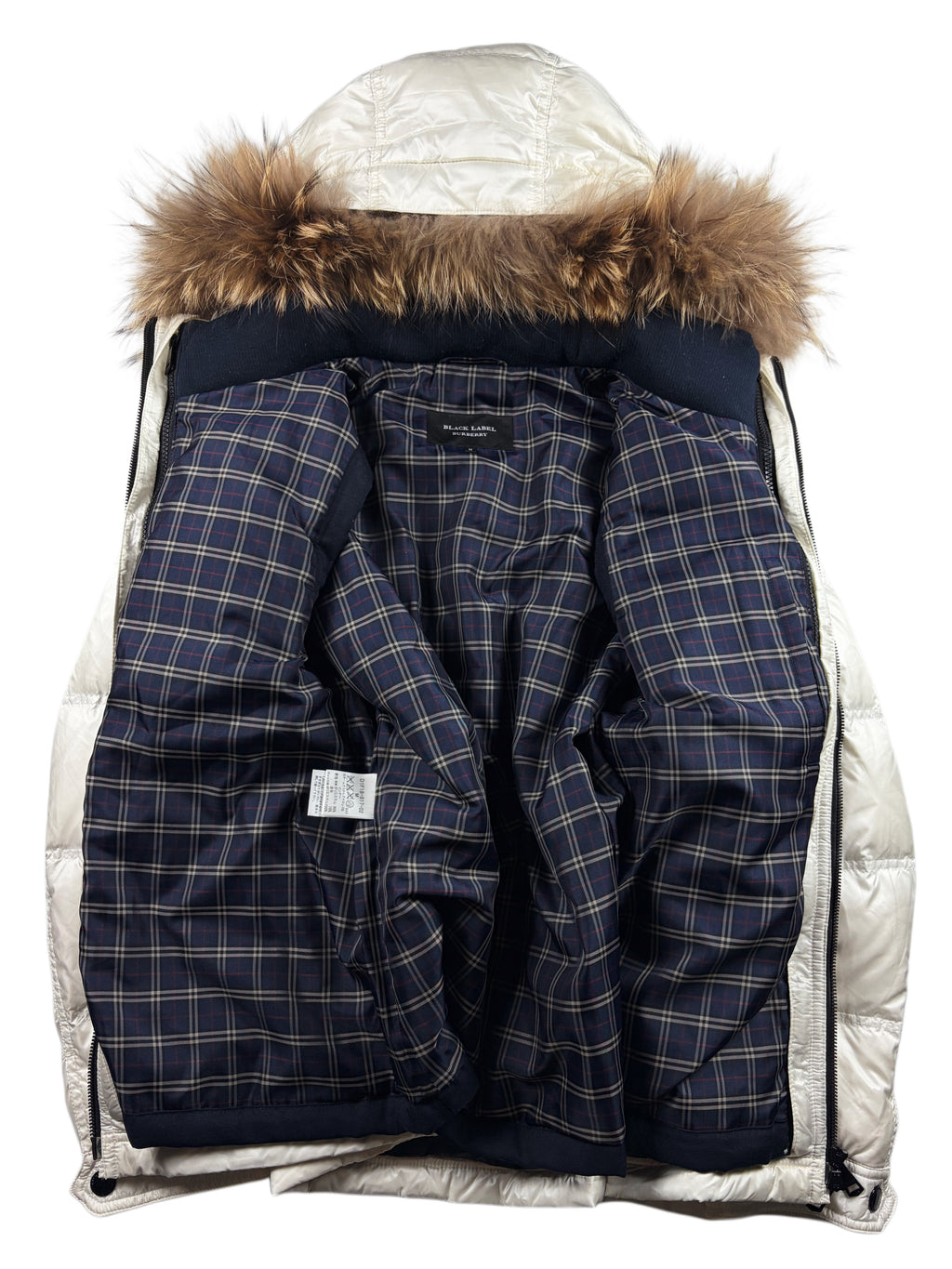 00’s BURBERRY Black Label 2 in 1 real fur down jacket (S/M) - white