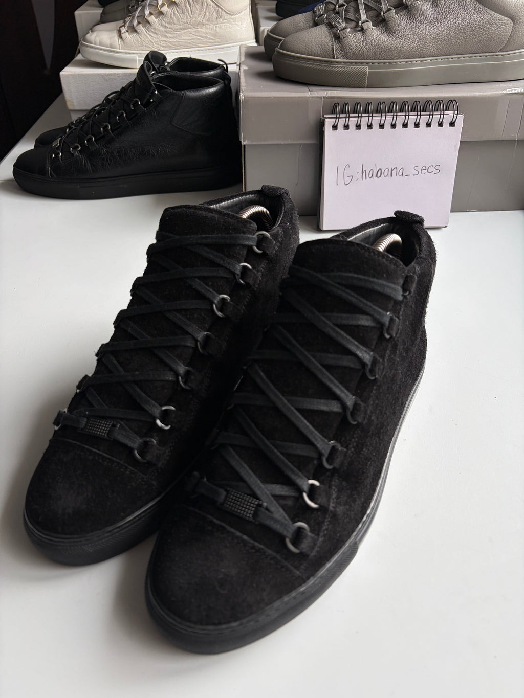 Balenciaga arena black suede high tops - eu 41 - black