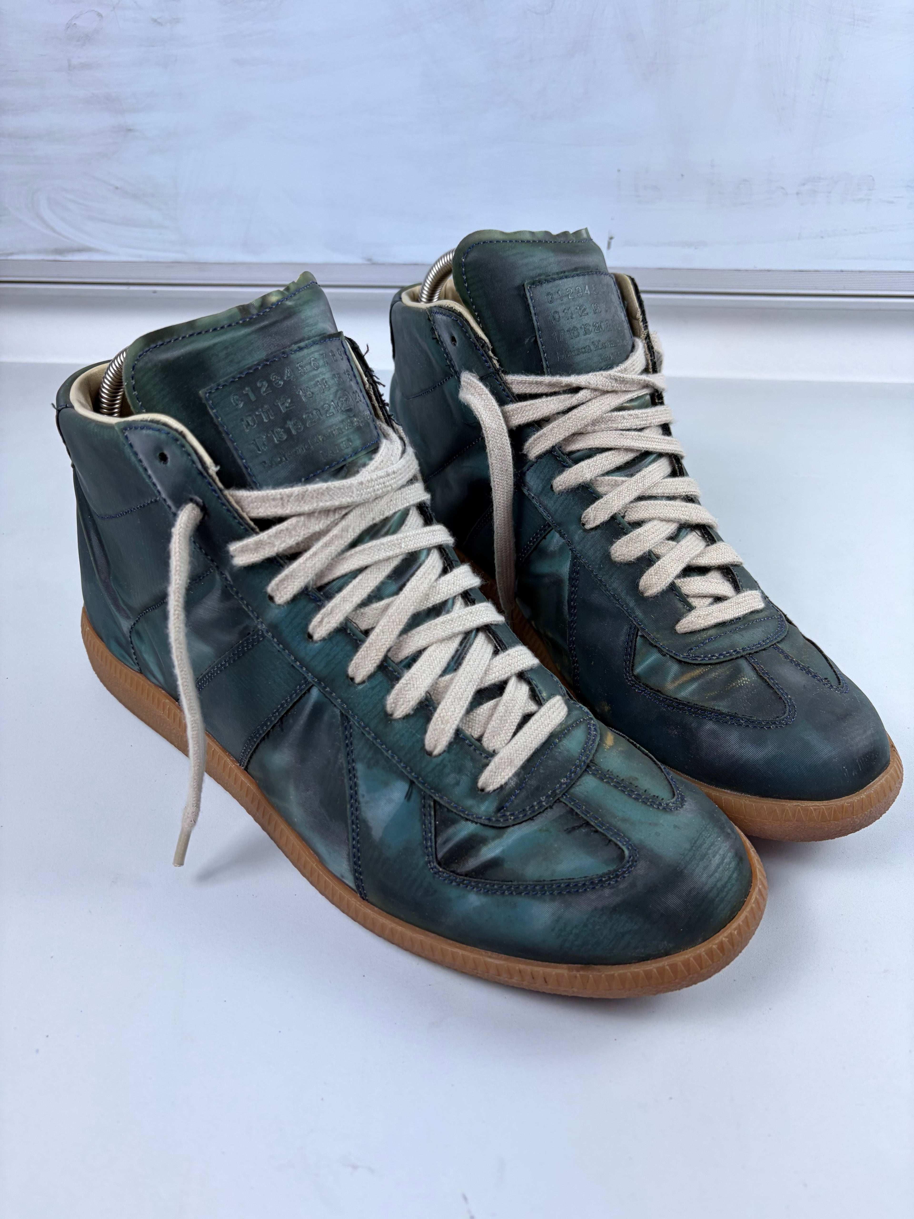 2014 Maison Margiela reflective metallic green high top gats - eu 43 / us 10