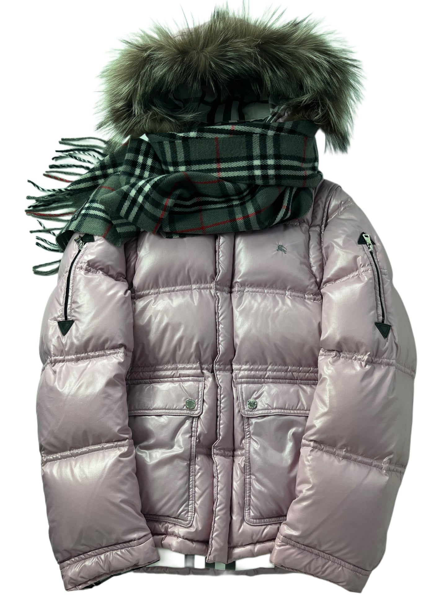 00’s BURBERRY made in Japan real fur down jacket (S/M) - pink