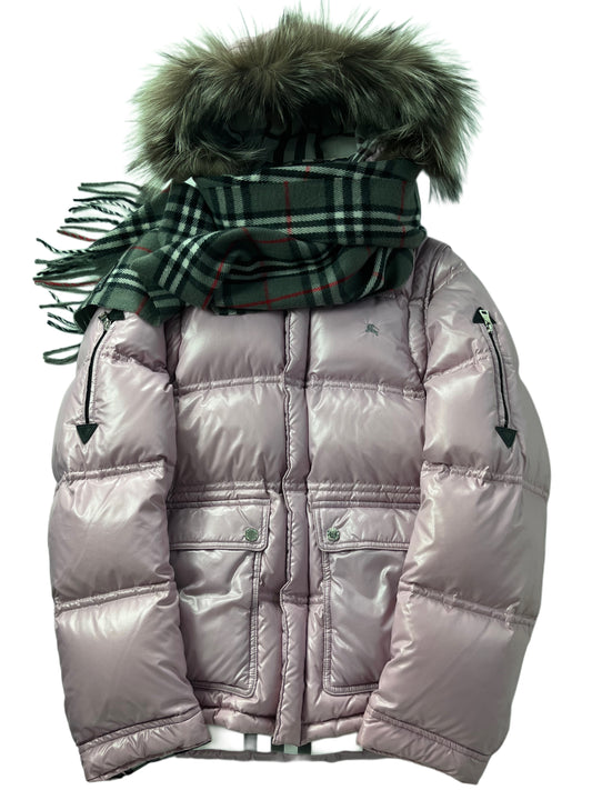 00’s BURBERRY made in Japan real fur down jacket (S/M) - pink