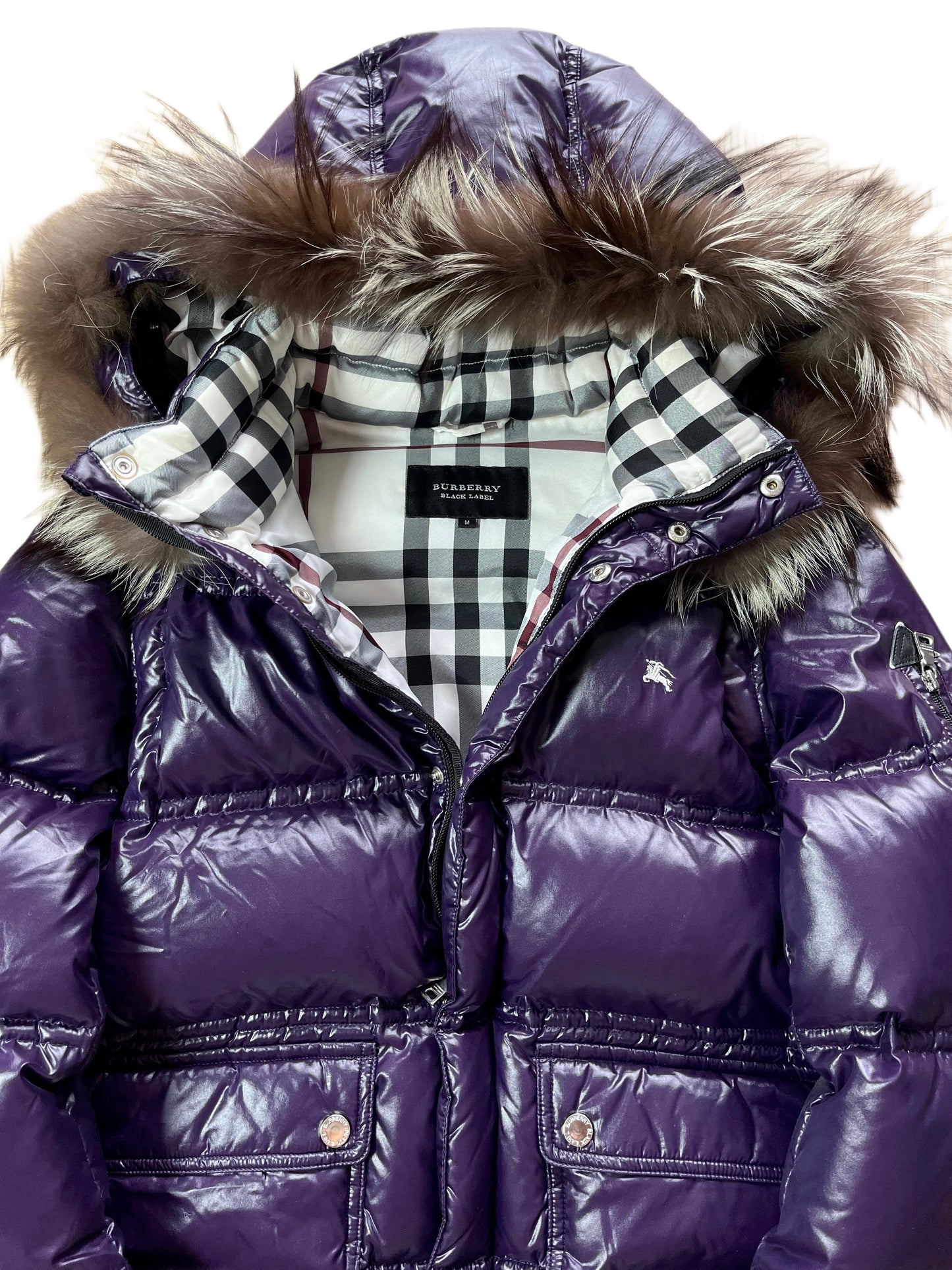 00’s BURBERRY made in Japan real fur down jacket (S/M) - purple