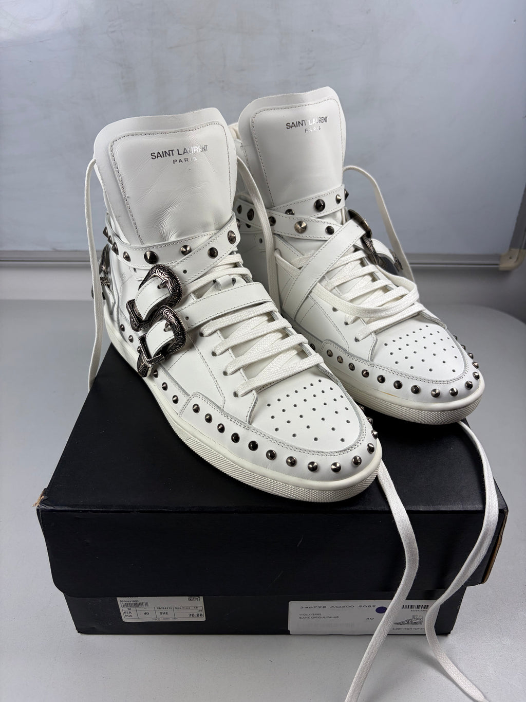 Saint Laurent SL/08H Wolly Spike high-tops - eu 40 / us 7 / uk 6 - white - brand new