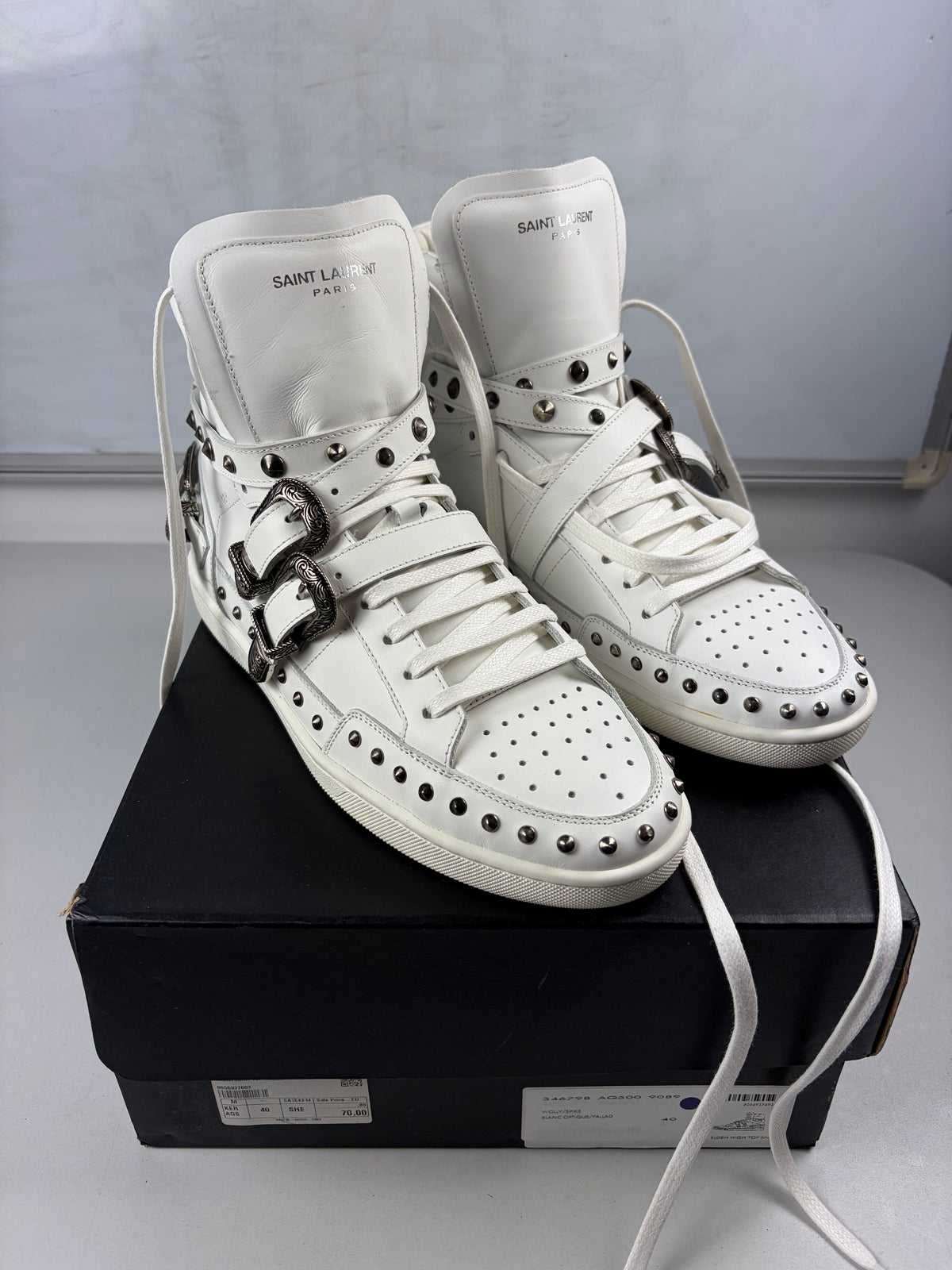 Saint Laurent SL/08H Wolly Spike high-tops - eu 40 / us 7 / uk 6 - white - brand new