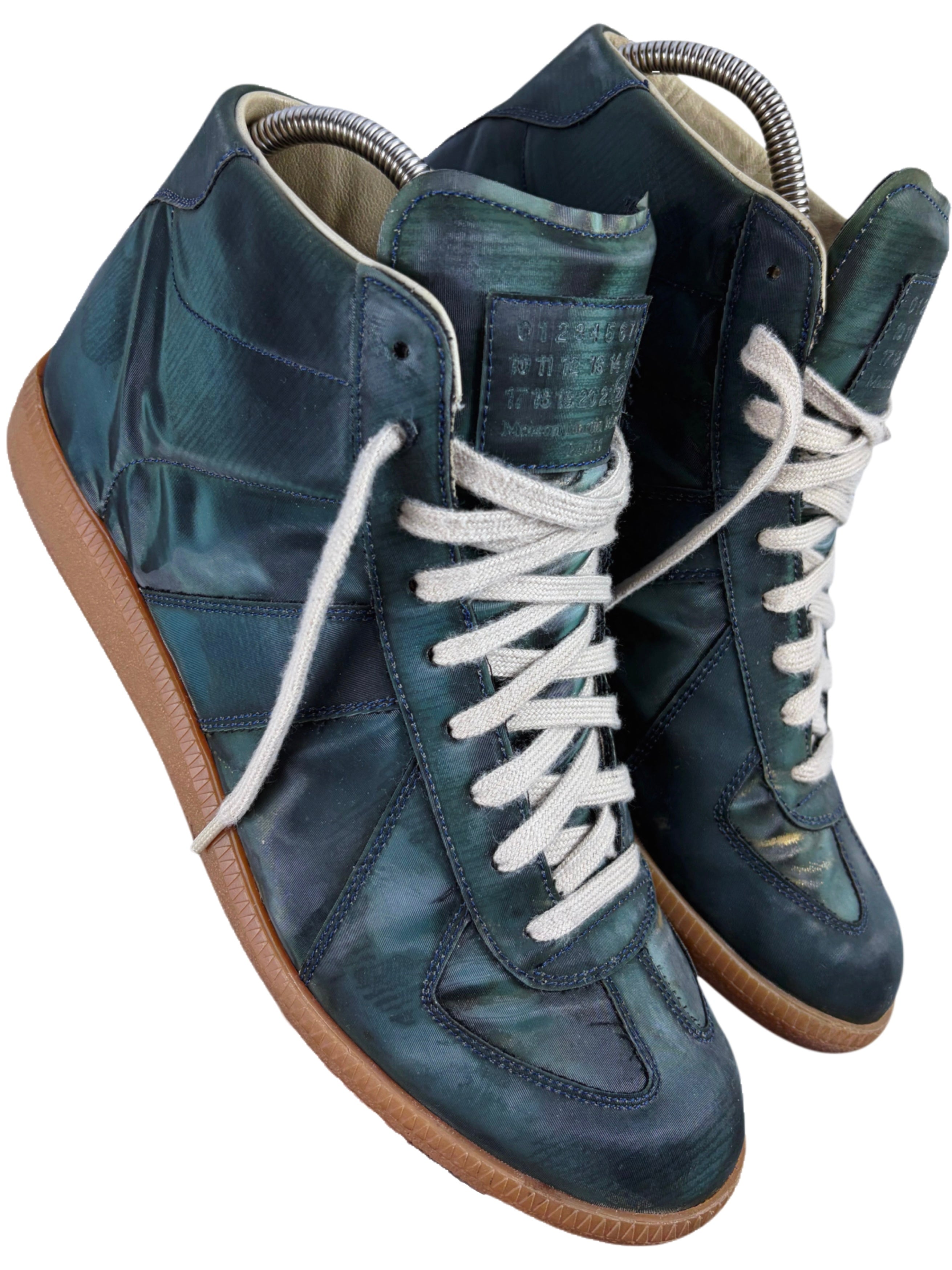 2014 Maison Margiela reflective metallic green high top gats - eu 43 / us 10