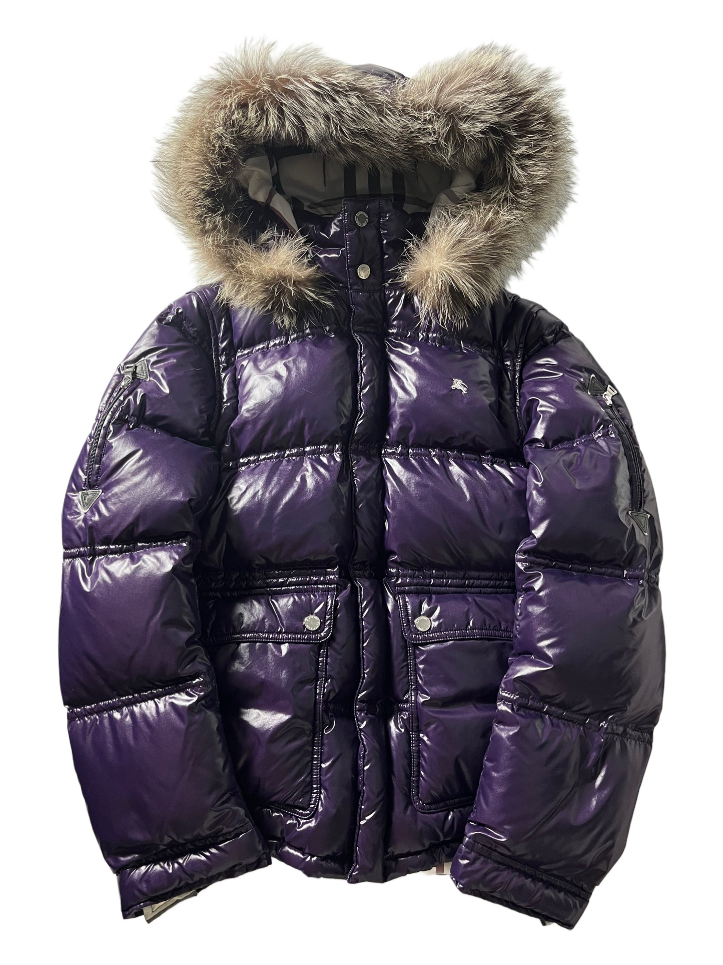 00’s BURBERRY made in Japan real fur down jacket (M/L) - purple
