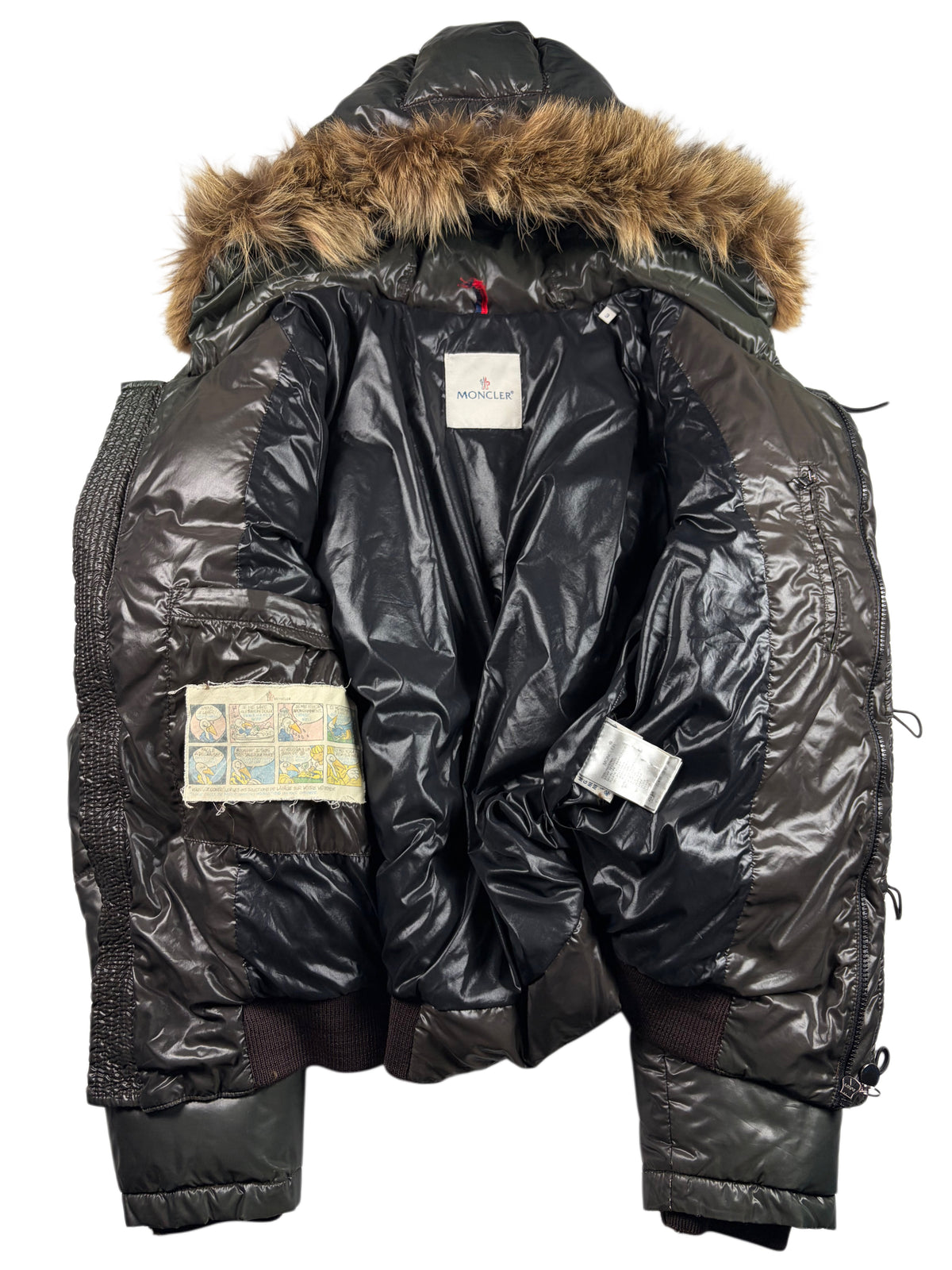 2010’s MONCLER real fur down jacket - men’s size 3 (L) - olive green