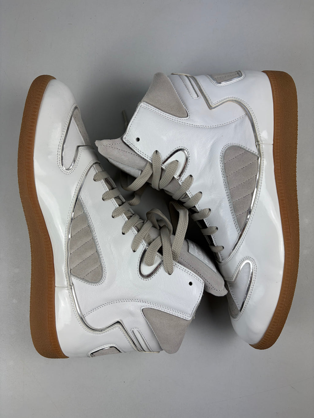Maison Margiela ‘Cadillac’ patent leather & suede high tops - eu 45 / us 12 / uk 11 - brand new