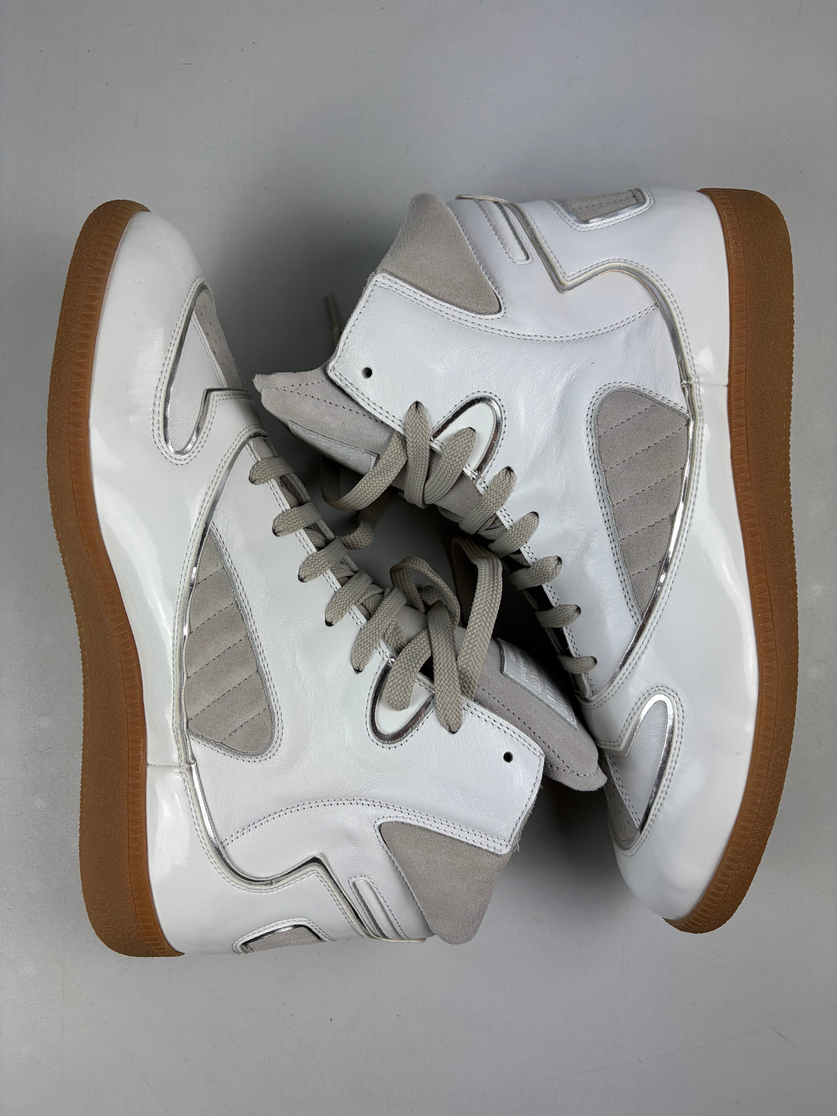 Maison Margiela ‘Cadillac’ patent leather & suede high tops - eu 45 / us 12 / uk 11 - brand new