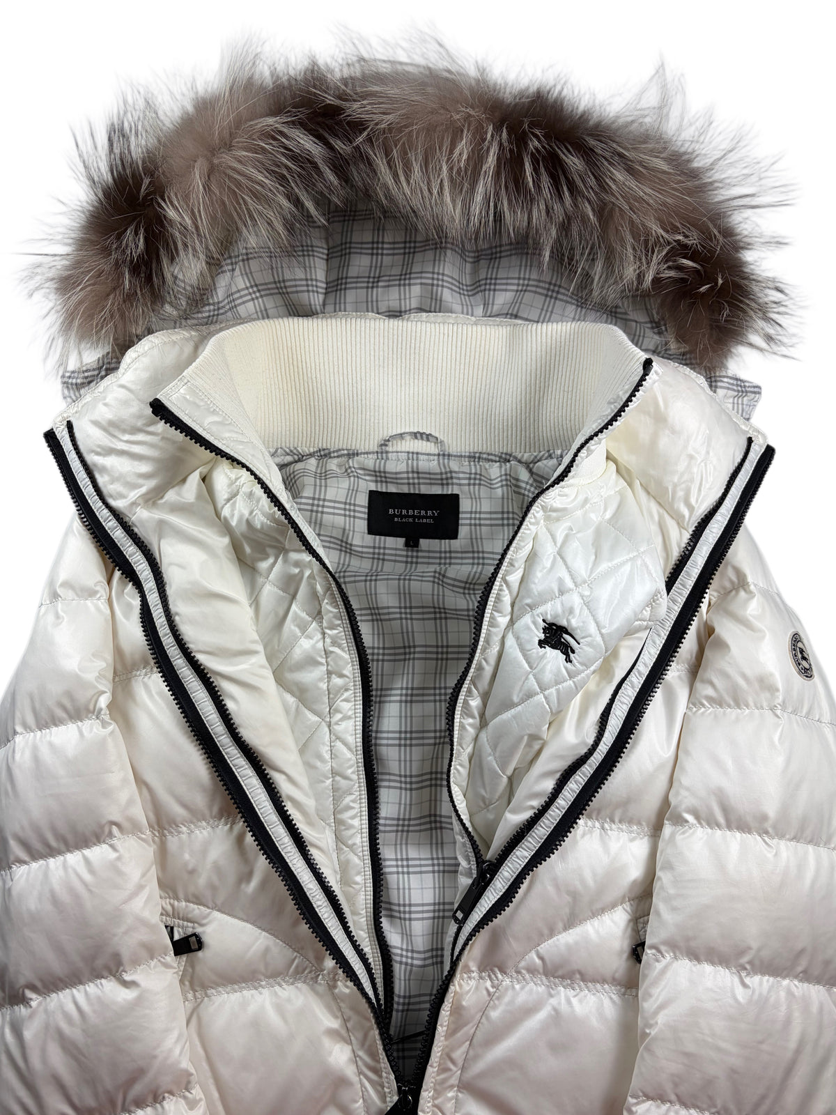 00’s BURBERRY Black Label 2 in 1 real fur down jacket (M/L) - white