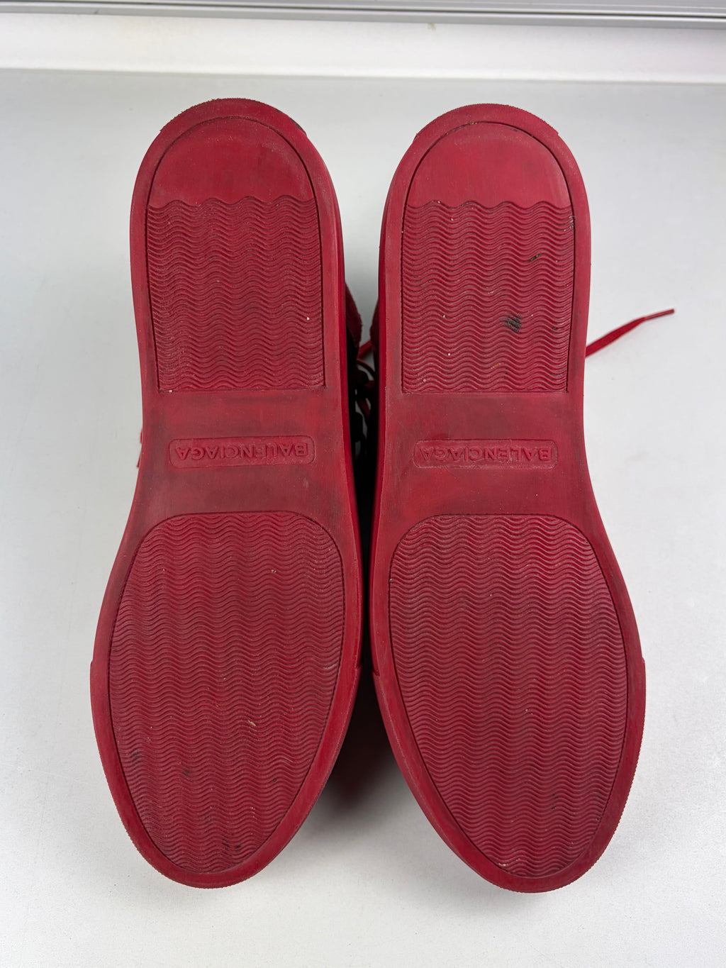 Balenciaga arena leather & suede high tops - eu 45 / us 12 / uk 11 - red